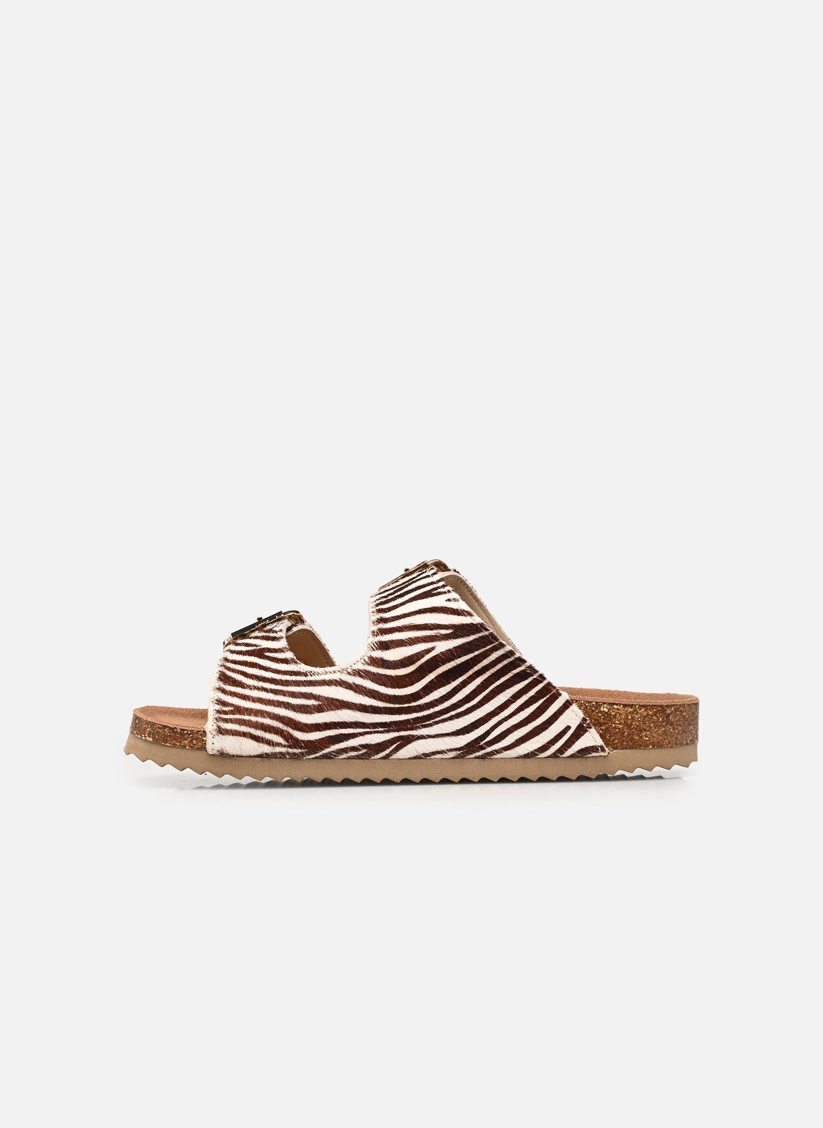 Muilen en klompen Pony hair two buckle sandal dames meerkleurig Colors of California Muilen en klompen Pony hair two buckle sandal dames meerkleurig ZEBRA