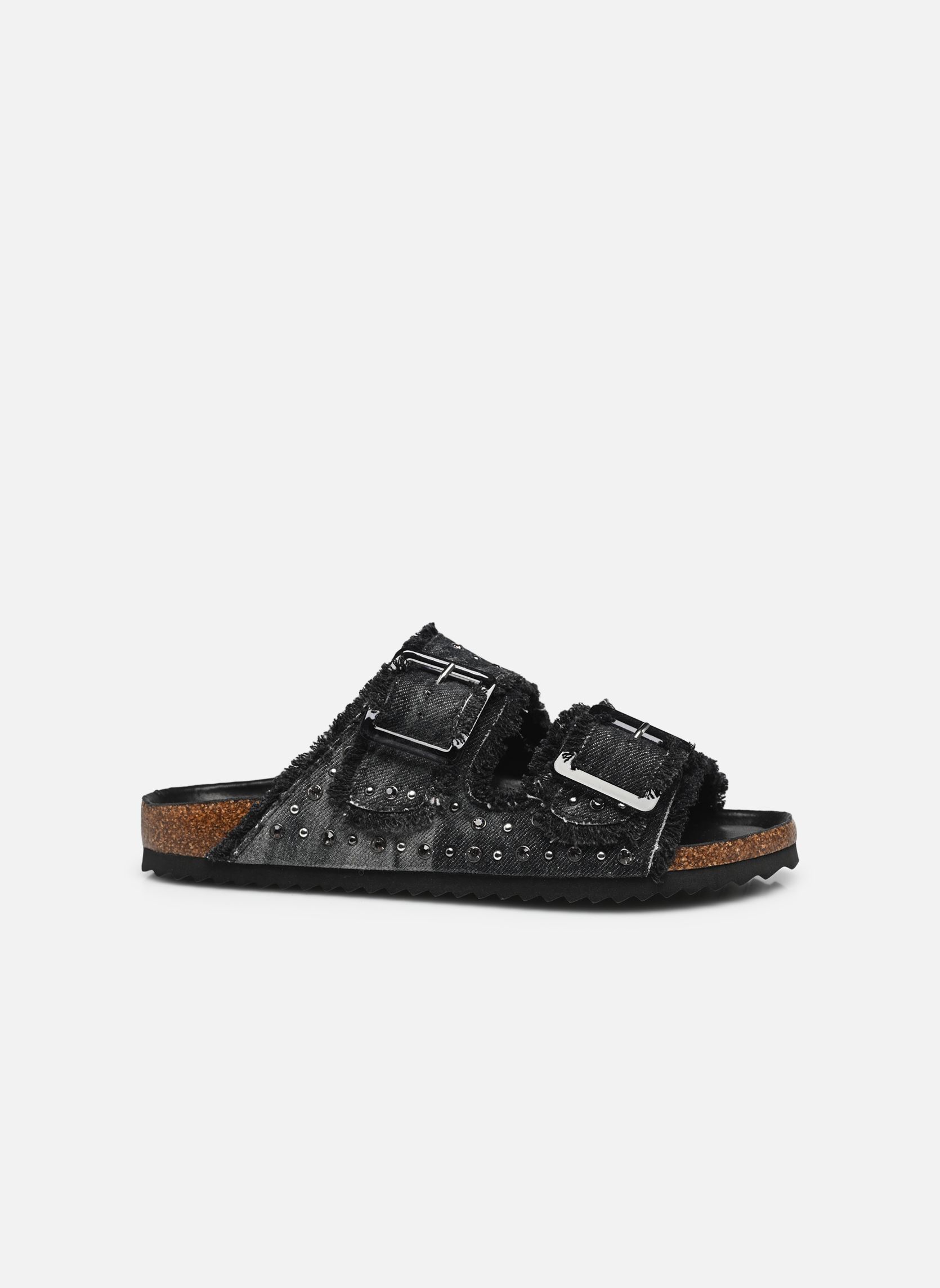 Sandali piatti Two buckle denim sandal donna nero Colors of California Sandali piatti Two buckle denim sandal donna nero BLA