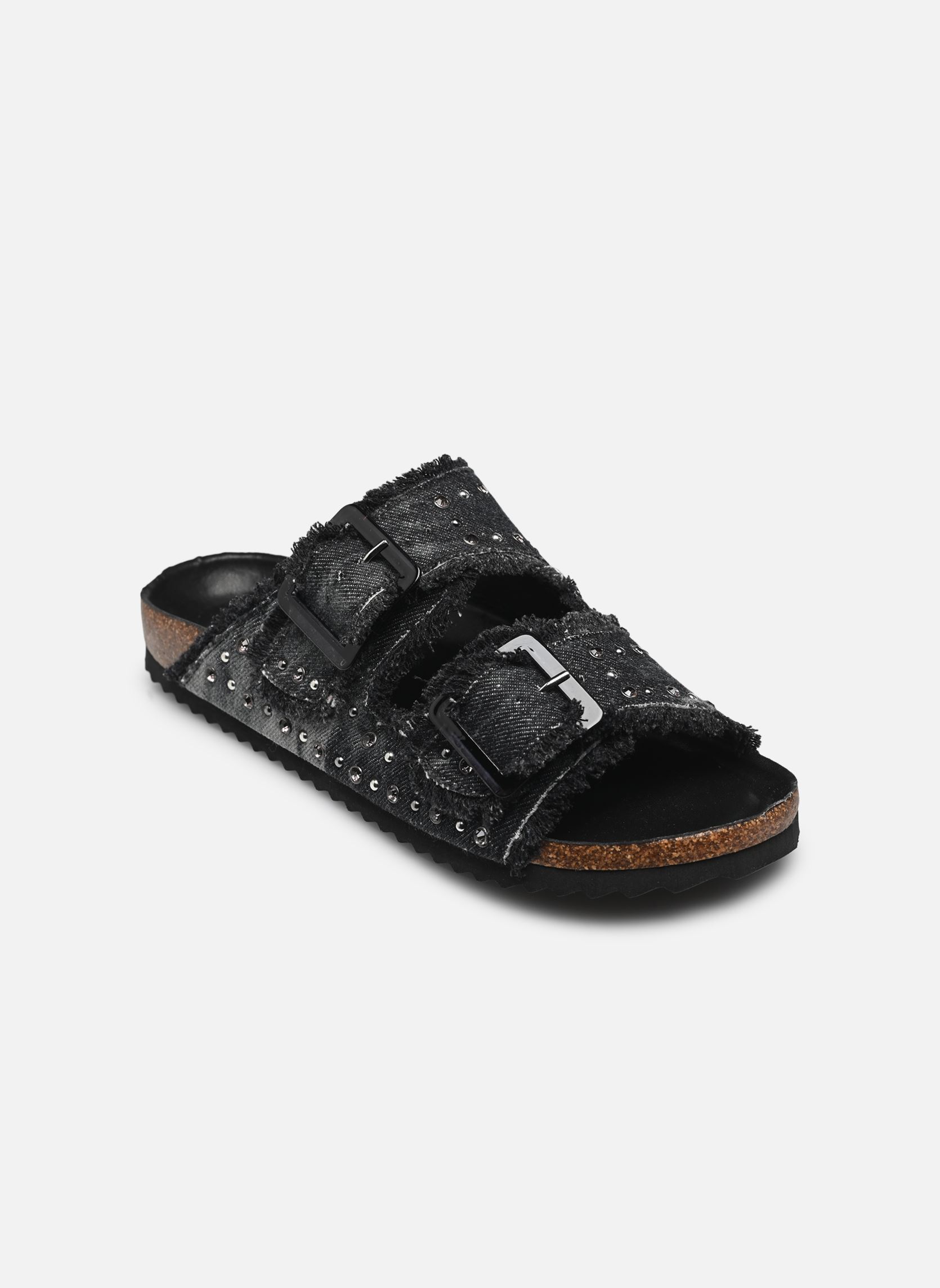 Sandali piatti Two buckle denim sandal donna nero Colors of California Sandali piatti Two buckle denim sandal donna nero BLA