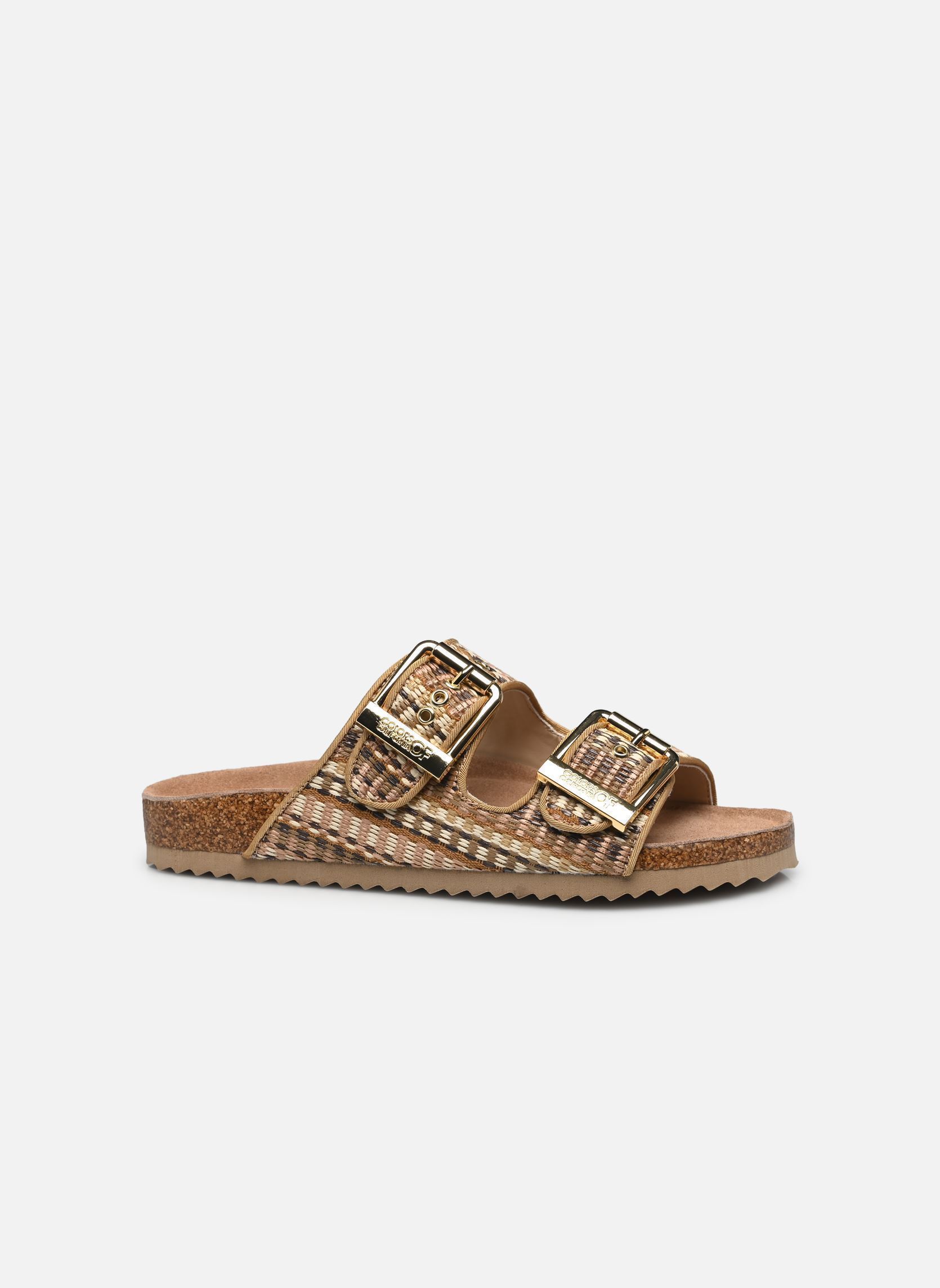 Flache Sandalen Two buckle sandal in rafia damen beige Colors of California Flache Sandalen Two buckle sandal in rafia damen beige NAT
