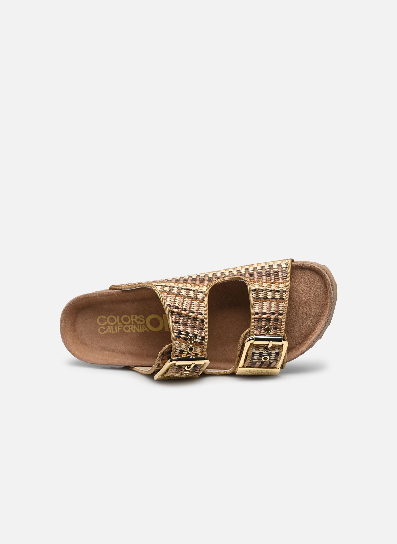 Flache Sandalen Two buckle sandal in rafia damen beige Colors of California Flache Sandalen Two buckle sandal in rafia damen beige NAT