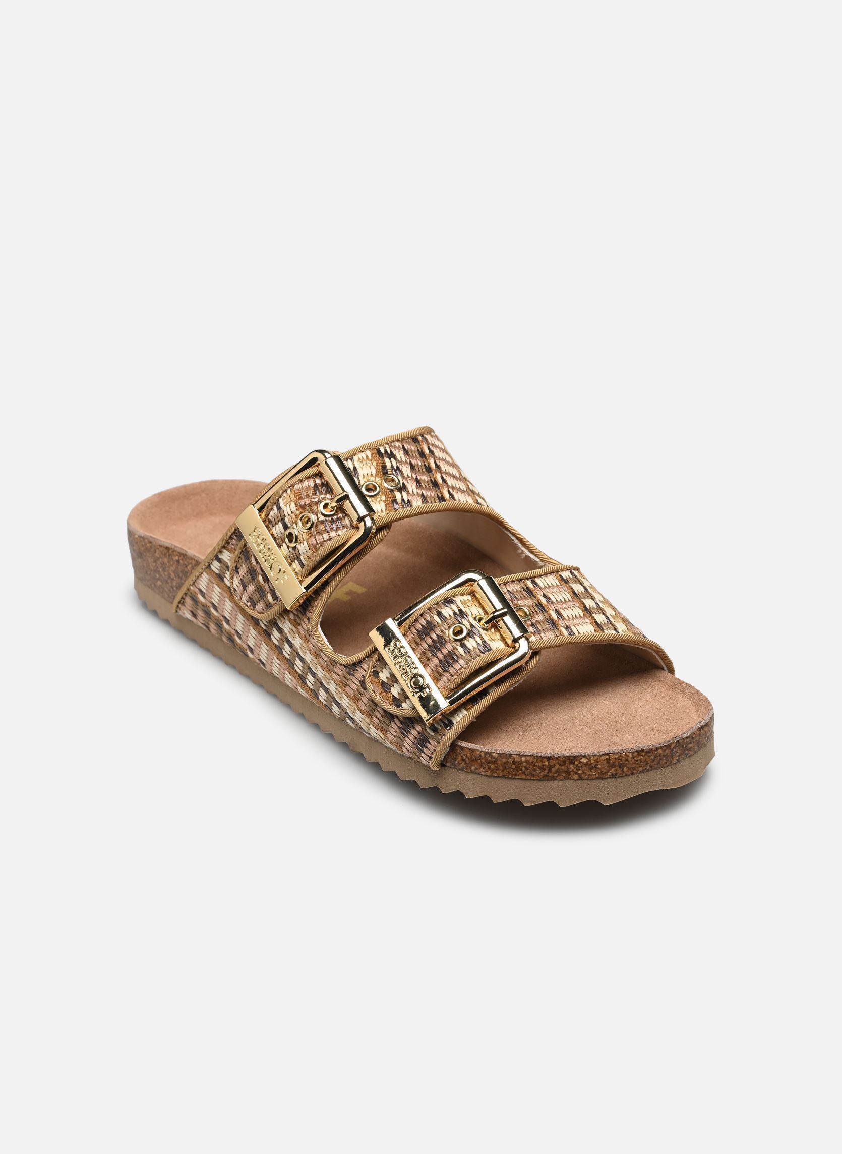 Flache Sandalen Two buckle sandal in rafia damen beige Colors of California Flache Sandalen Two buckle sandal in rafia damen beige NAT