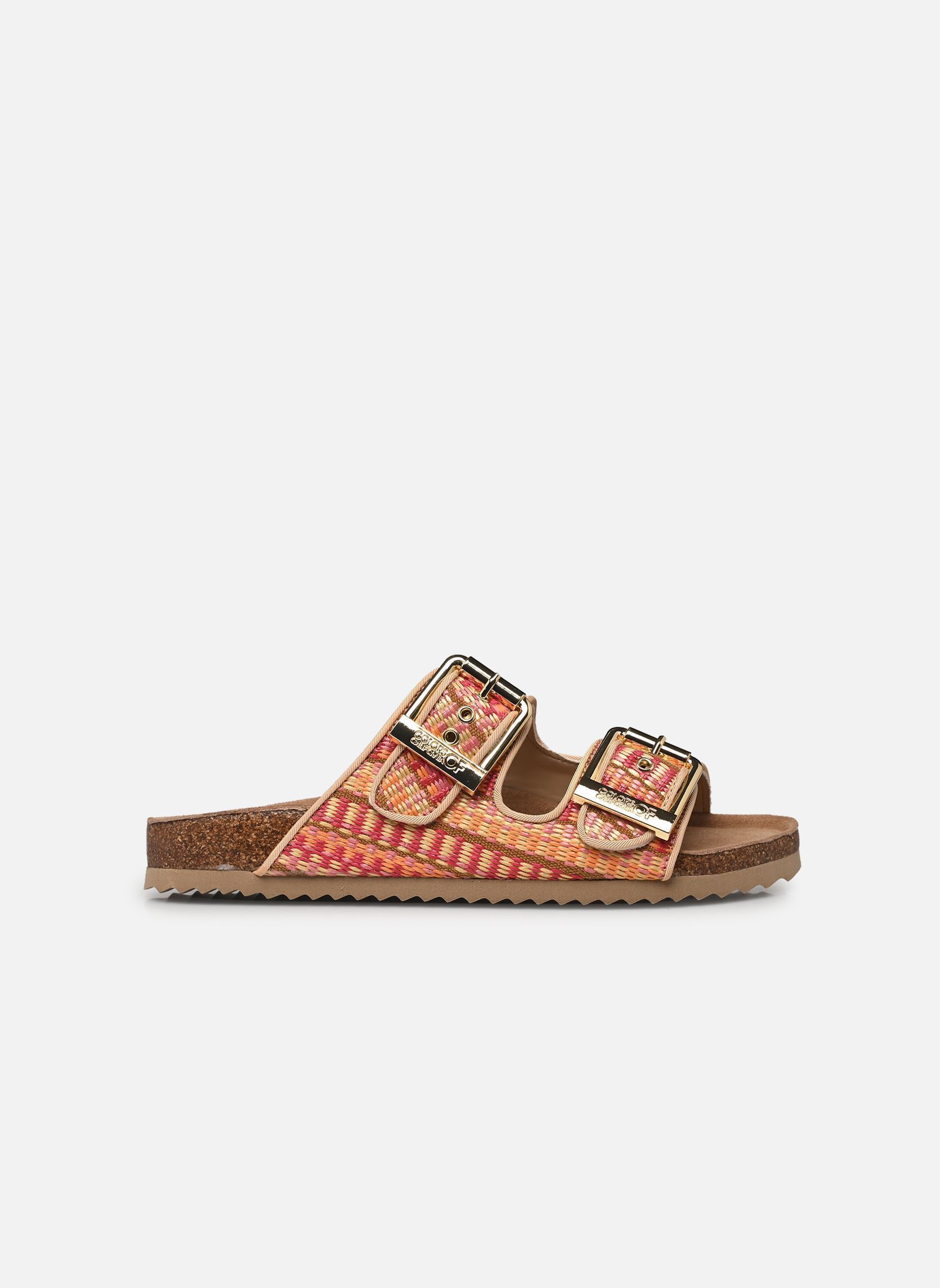 Sandales plates Two buckle sandal in rafia femme multicolore Colors of California Sandales plates Two buckle sandal in rafia femme multicolore SUNC