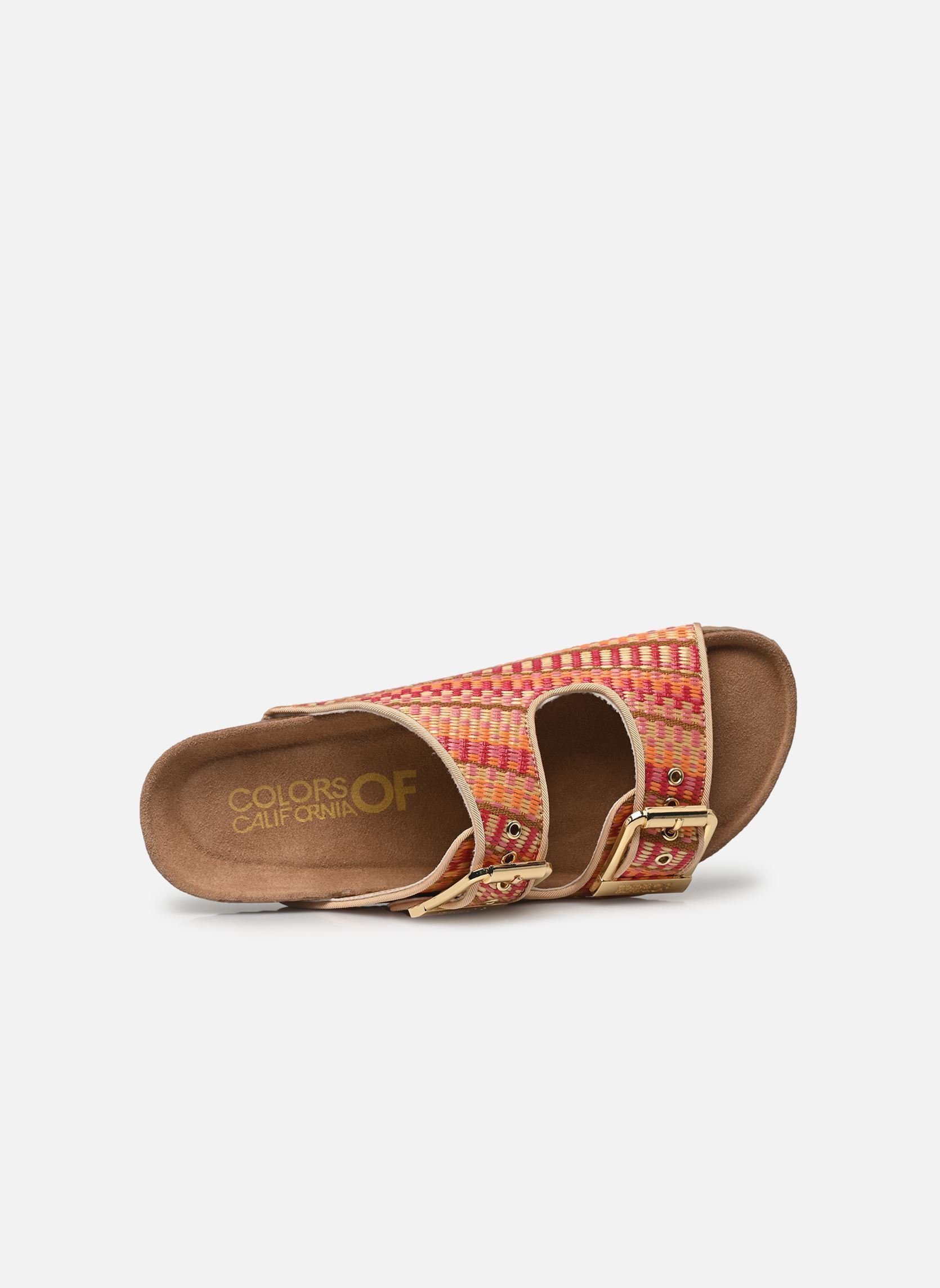 Sandales plates Two buckle sandal in rafia femme multicolore Colors of California Sandales plates Two buckle sandal in rafia femme multicolore SUNC