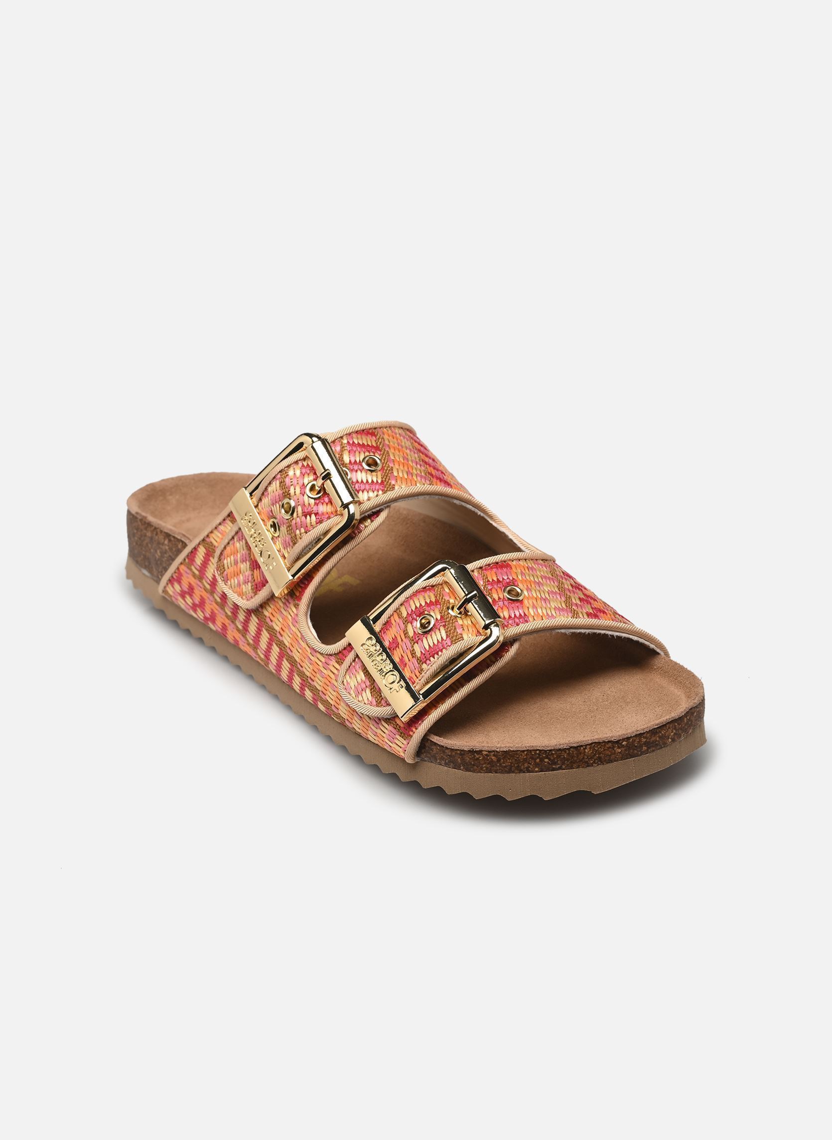 Sandales plates Two buckle sandal in rafia femme multicolore Colors of California Sandales plates Two buckle sandal in rafia femme multicolore SUNC