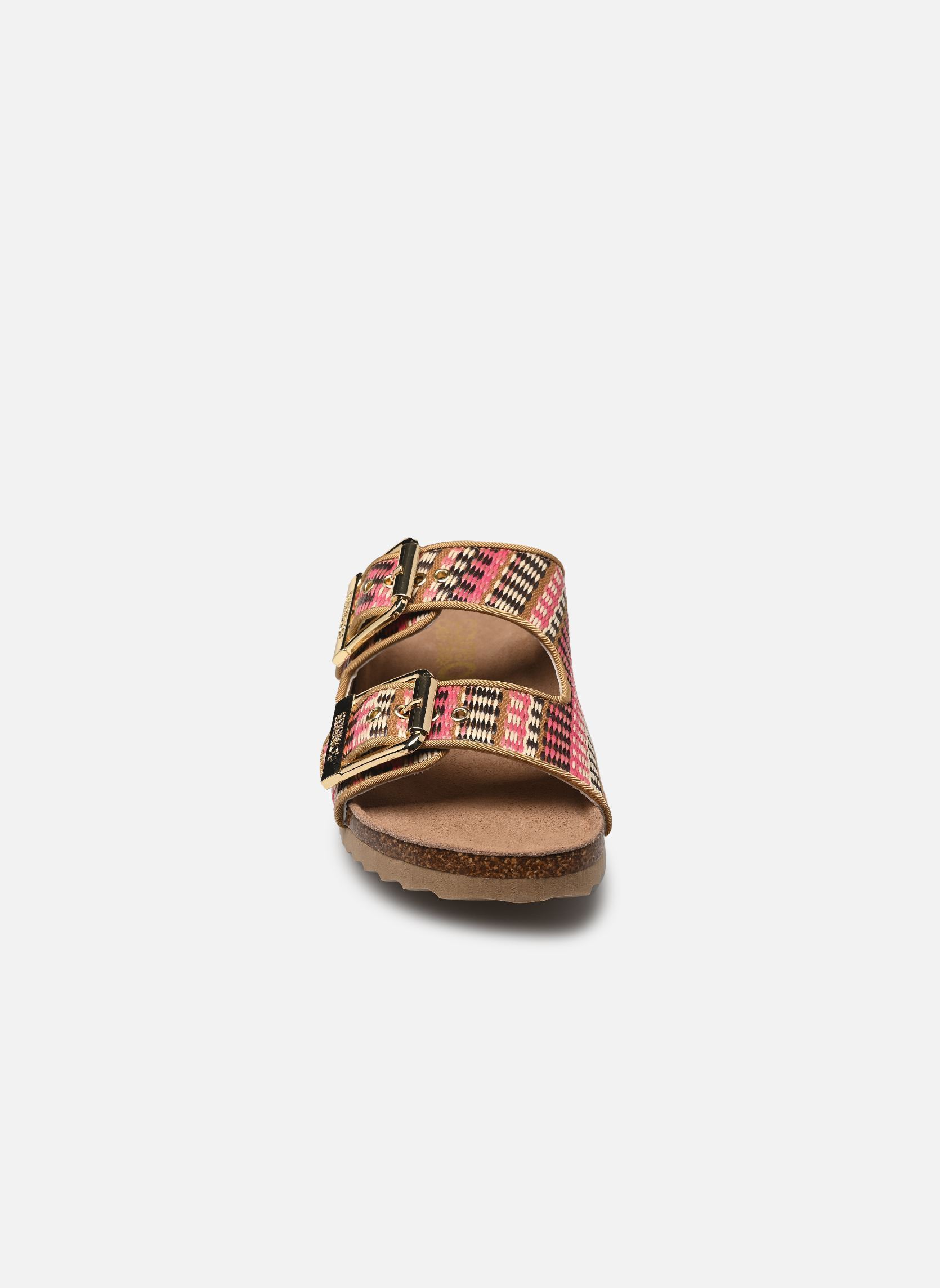 Sandales plates Two buckle sandal in rafia femme multicolore Colors of California Sandales plates Two buckle sandal in rafia femme multicolore PINKN