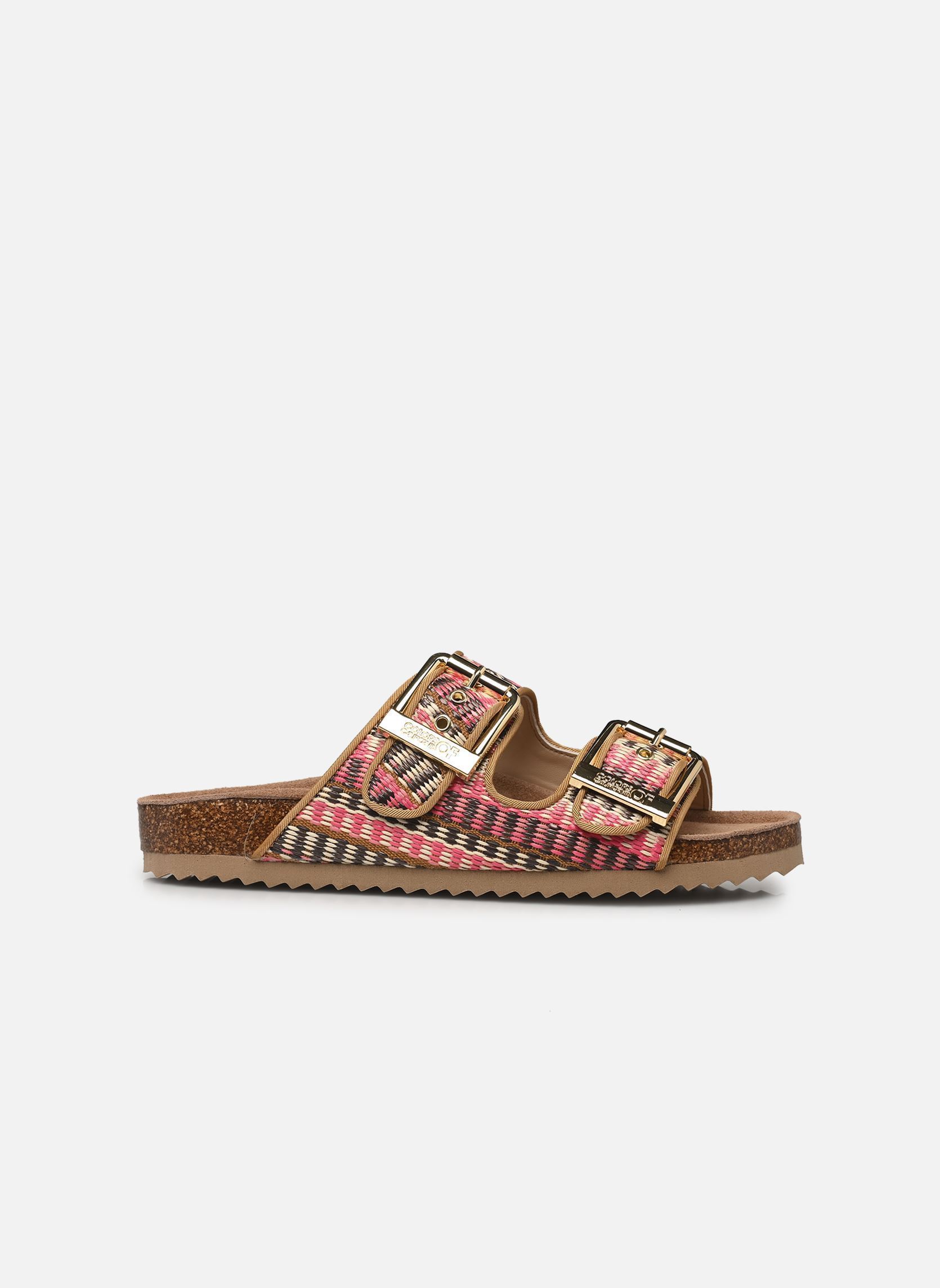Sandales plates Two buckle sandal in rafia femme multicolore Colors of California Sandales plates Two buckle sandal in rafia femme multicolore PINKN