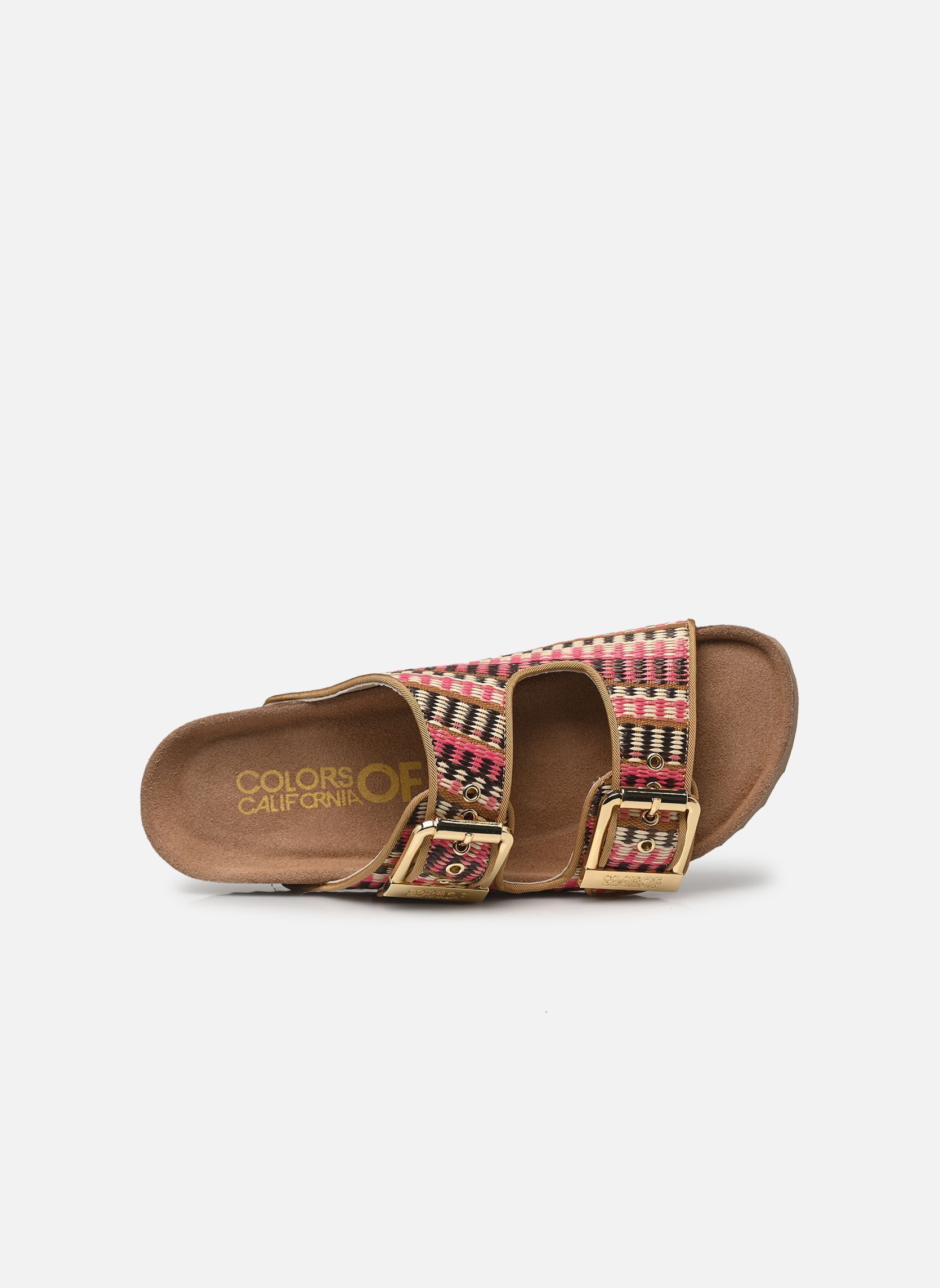 Sandales plates Two buckle sandal in rafia femme multicolore Colors of California Sandales plates Two buckle sandal in rafia femme multicolore PINKN