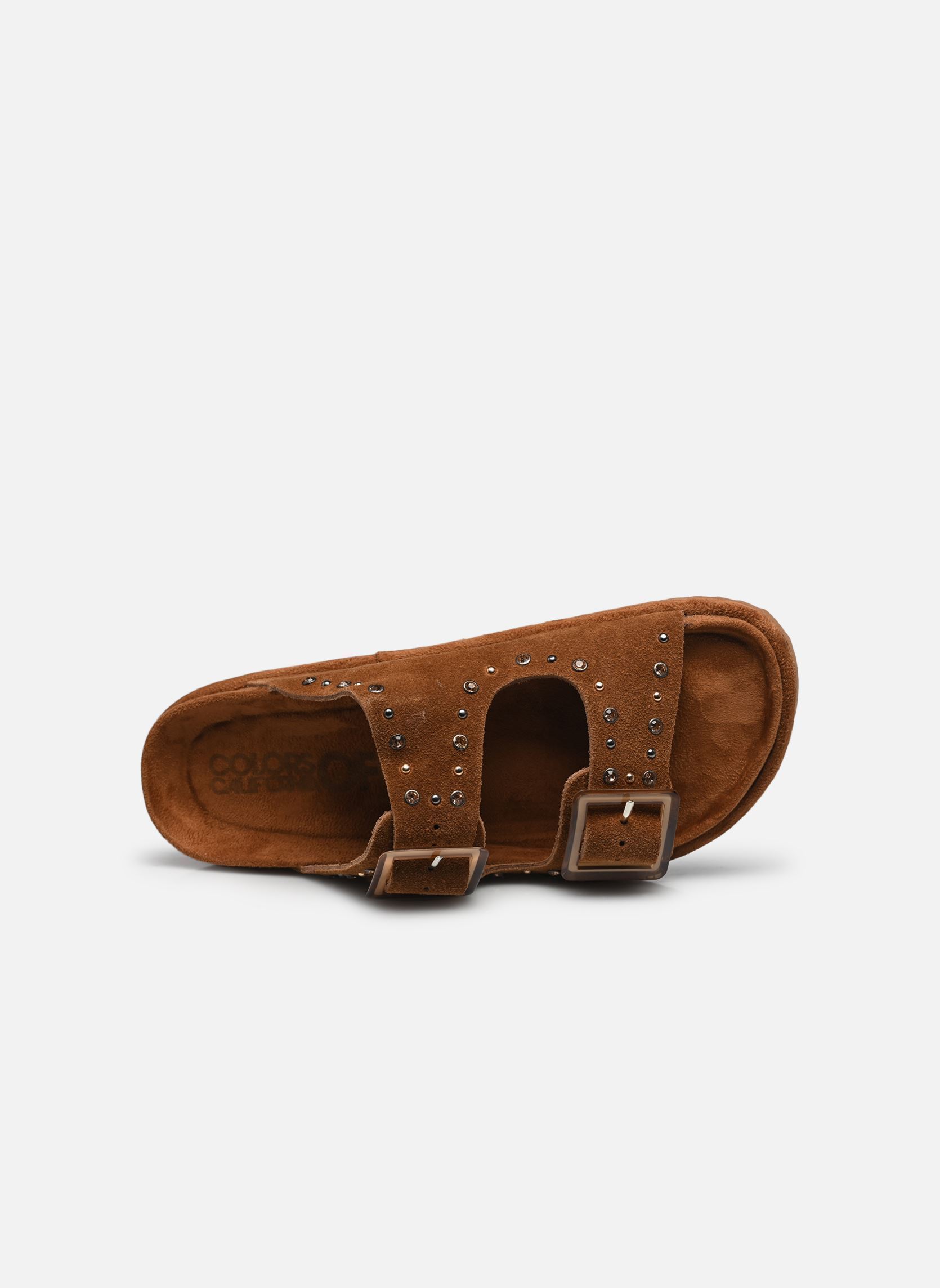 Sandales plates Two buckle sandal with studs femme marron Colors of California Sandales plates Two buckle sandal with studs femme marron TAN