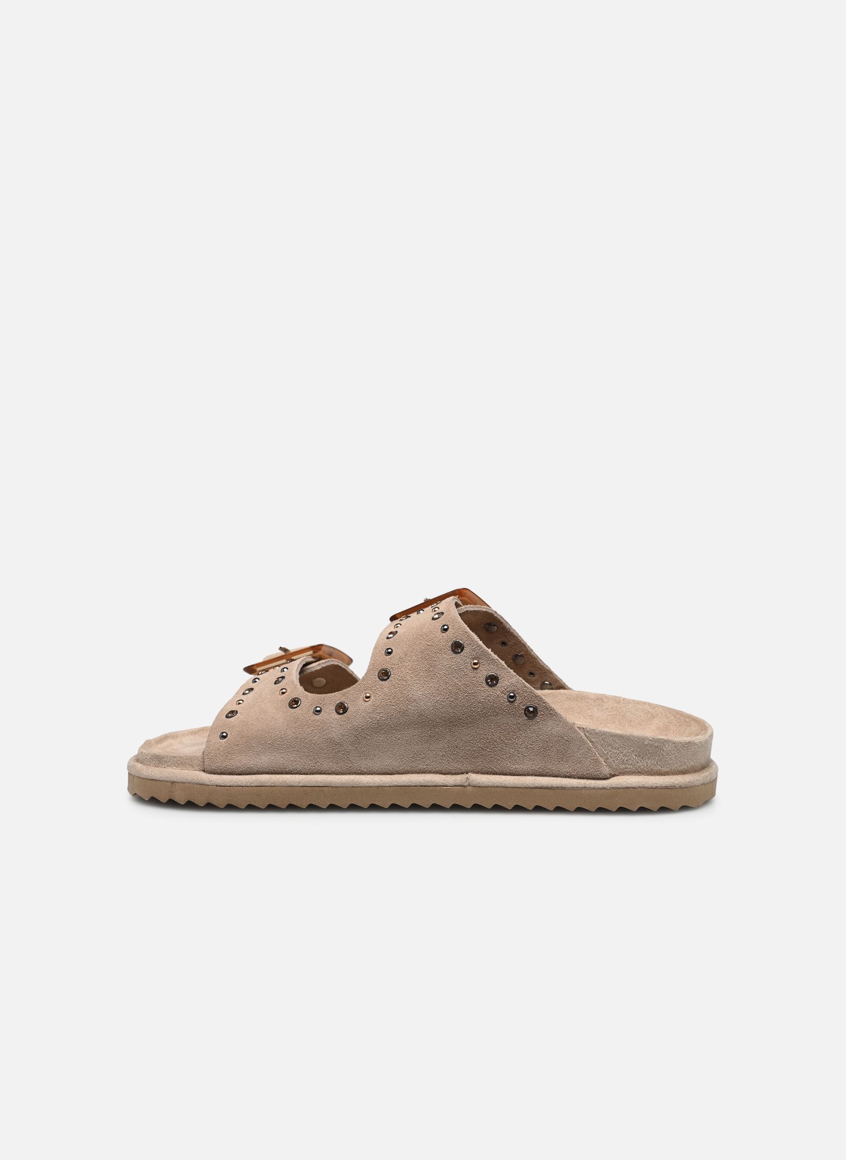 Sandales plates Two buckle sandal with studs femme beige Colors of California Sandales plates Two buckle sandal with studs femme beige MUD