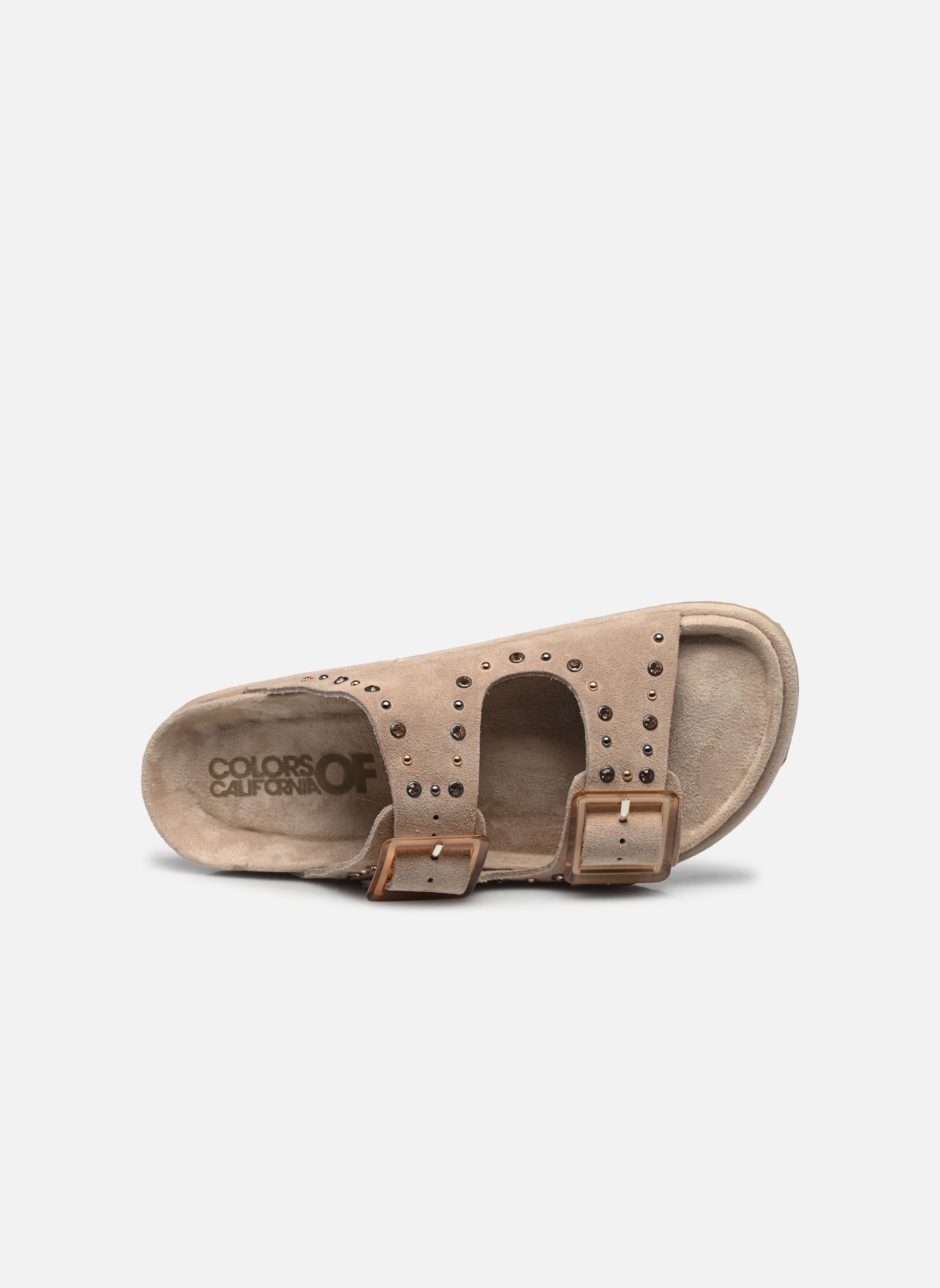 Sandales plates Two buckle sandal with studs femme beige Colors of California Sandales plates Two buckle sandal with studs femme beige MUD