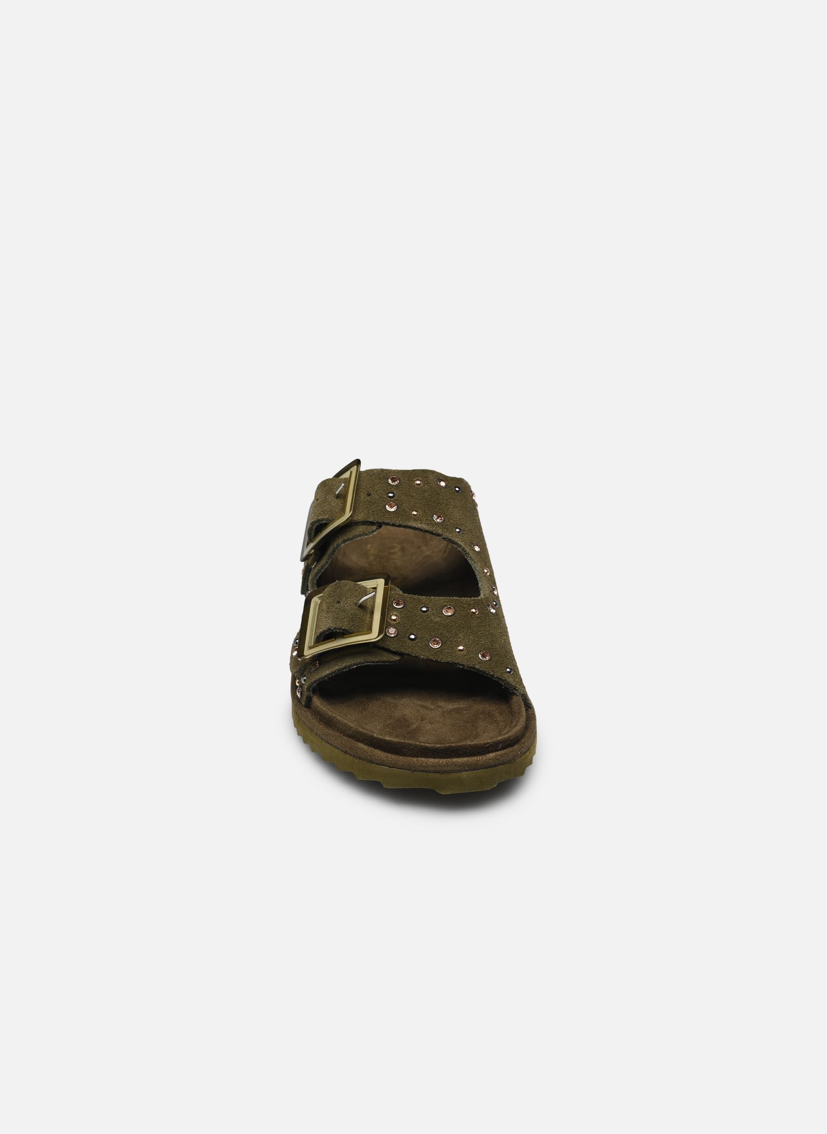 Sandali piatti Two buckle sandal with studs donna verde Colors of California Sandali piatti Two buckle sandal with studs donna verde MIL
