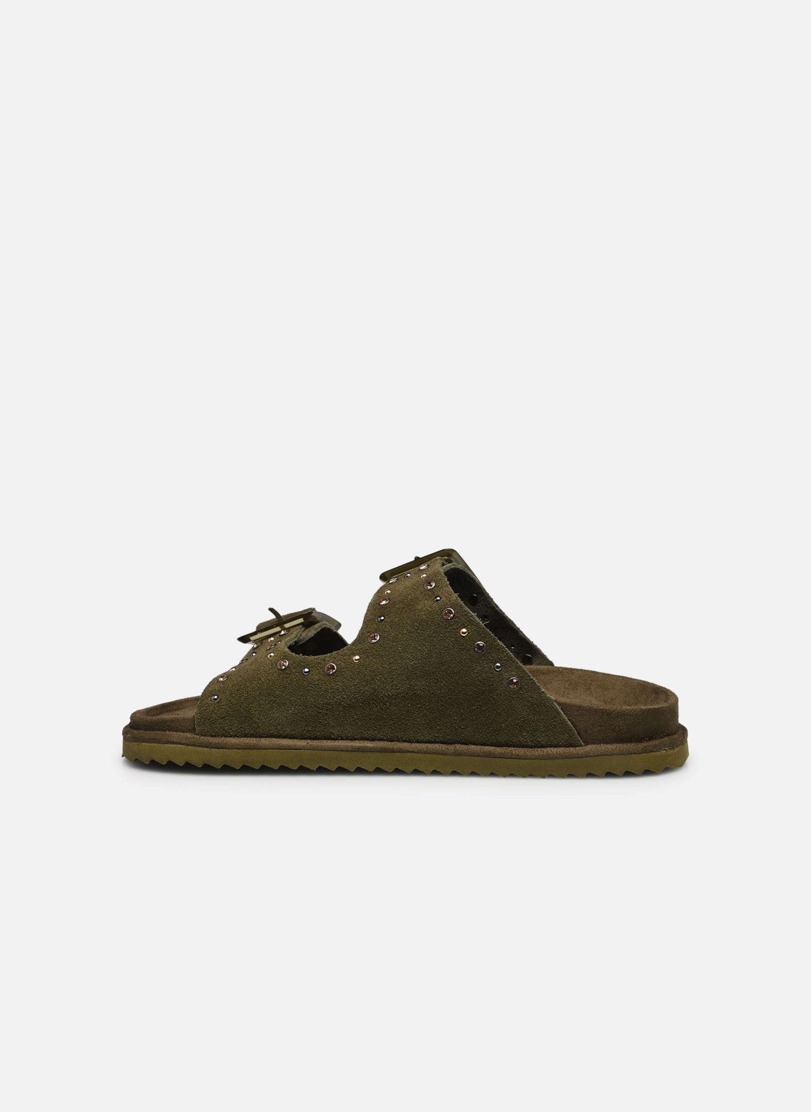 Sandali piatti Two buckle sandal with studs donna verde Colors of California Sandali piatti Two buckle sandal with studs donna verde MIL