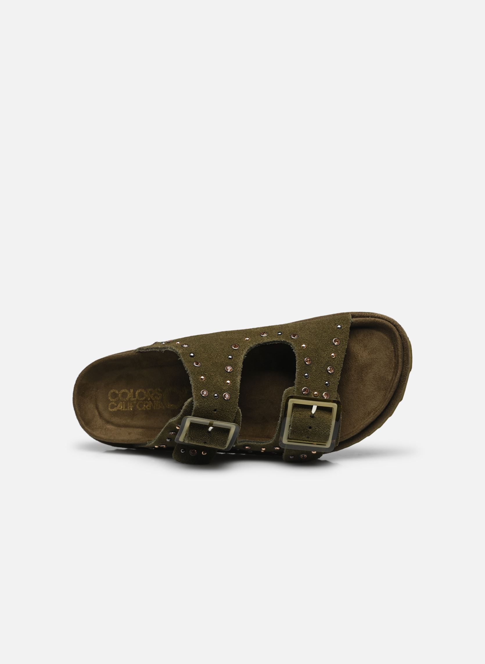 Sandali piatti Two buckle sandal with studs donna verde Colors of California Sandali piatti Two buckle sandal with studs donna verde MIL