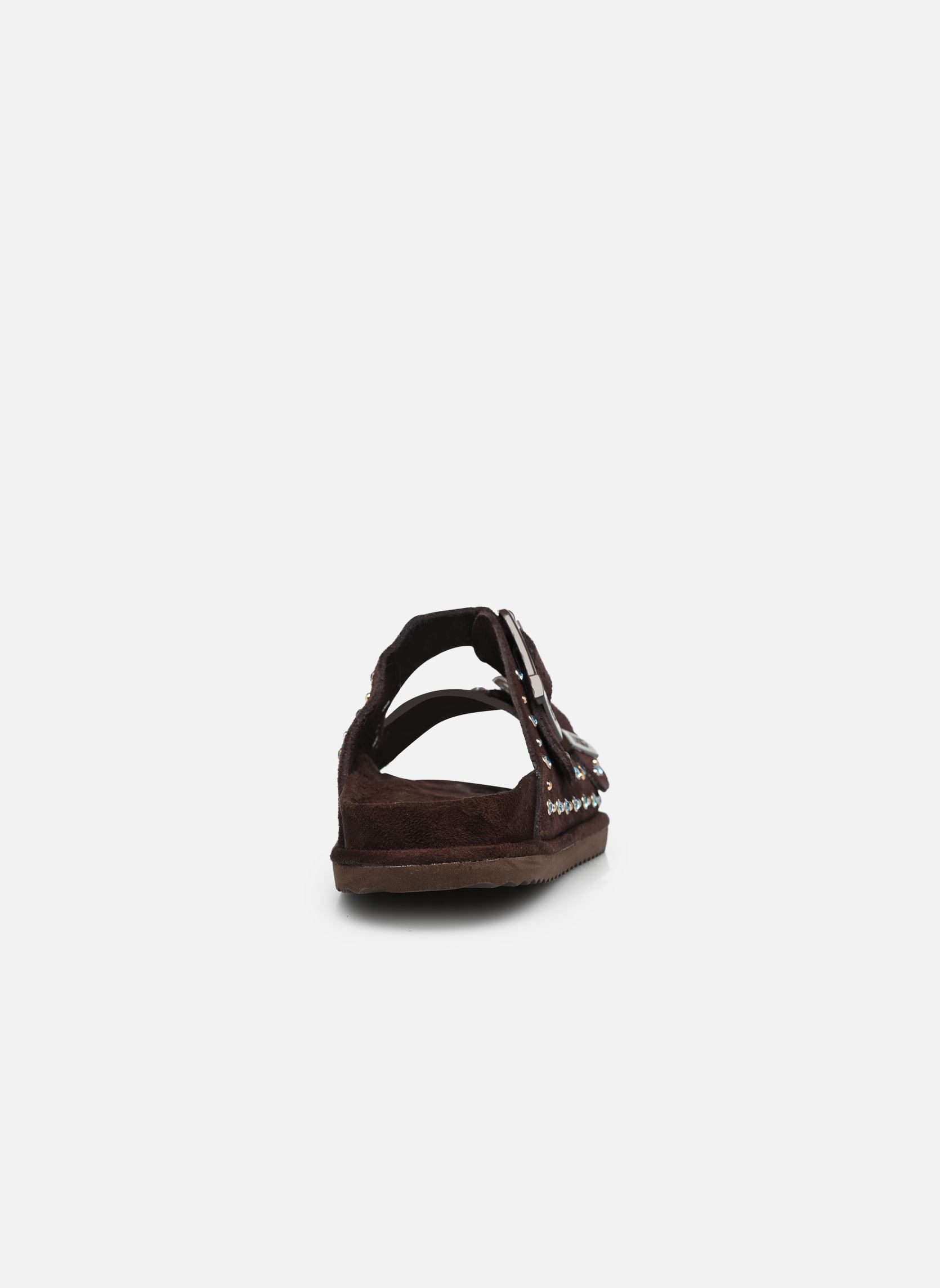 Sandales plates Two buckle sandal with studs femme marron Colors of California Sandales plates Two buckle sandal with studs femme marron MOKA