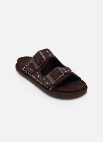 Sandales plates Two buckle sandal with studs femme marron Colors of California Sandales plates Two buckle sandal with studs femme marron MOKA