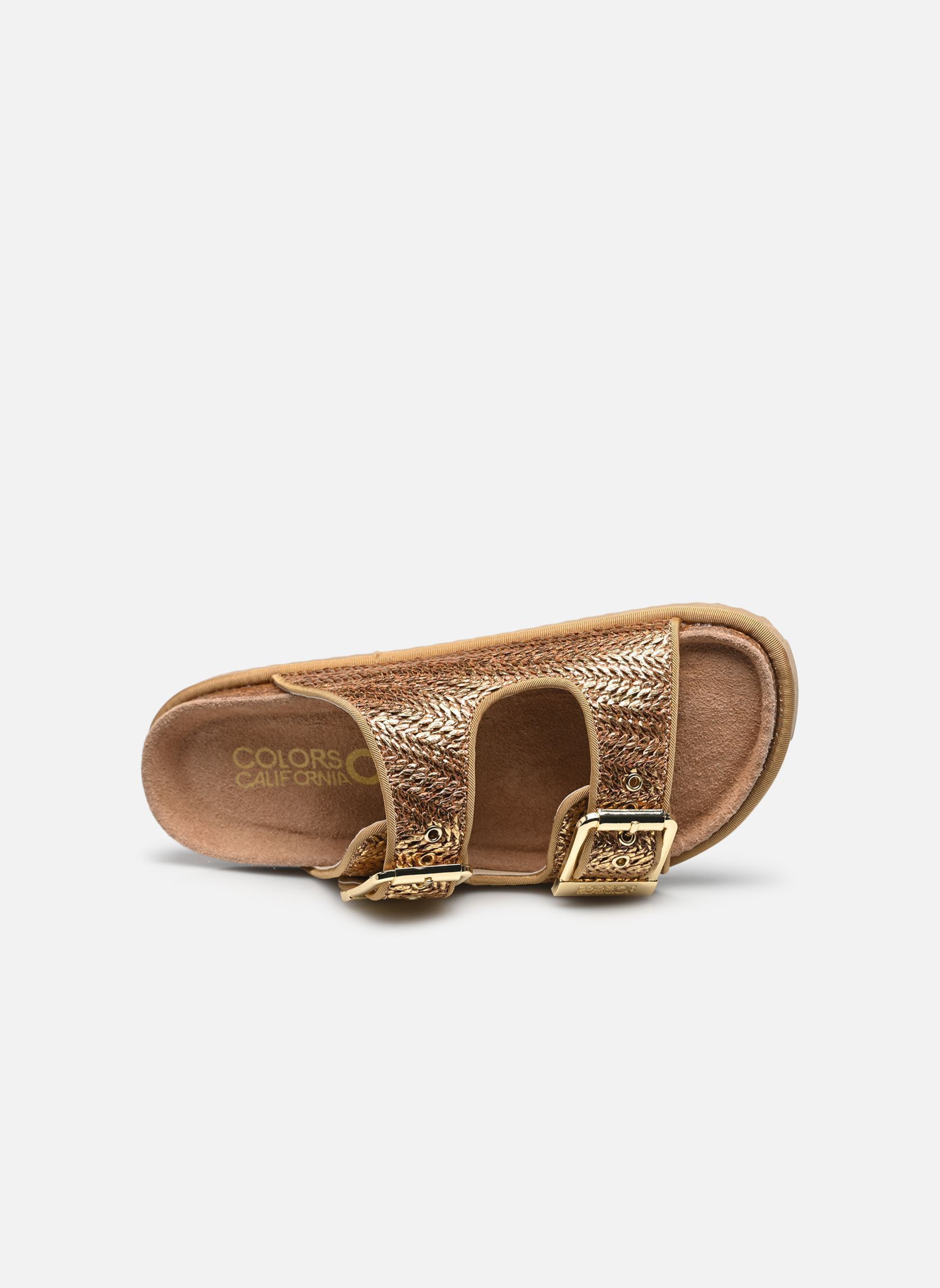 Platte sandalen Sandal laminated rafia dames goud en brons Colors of California Platte sandalen Sandal laminated rafia dames goud en brons GOL