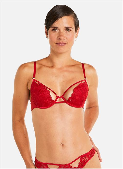 Pomm'Poire Brassières Soutien-gorge ampliforme coque moulée rouge Miracle femme rouge
