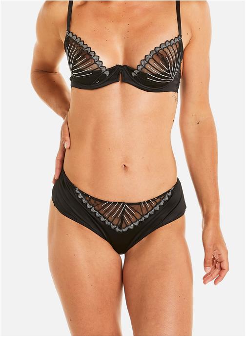 Pomm'Poire Culottes Shorty tanga noir Indécise femme noir