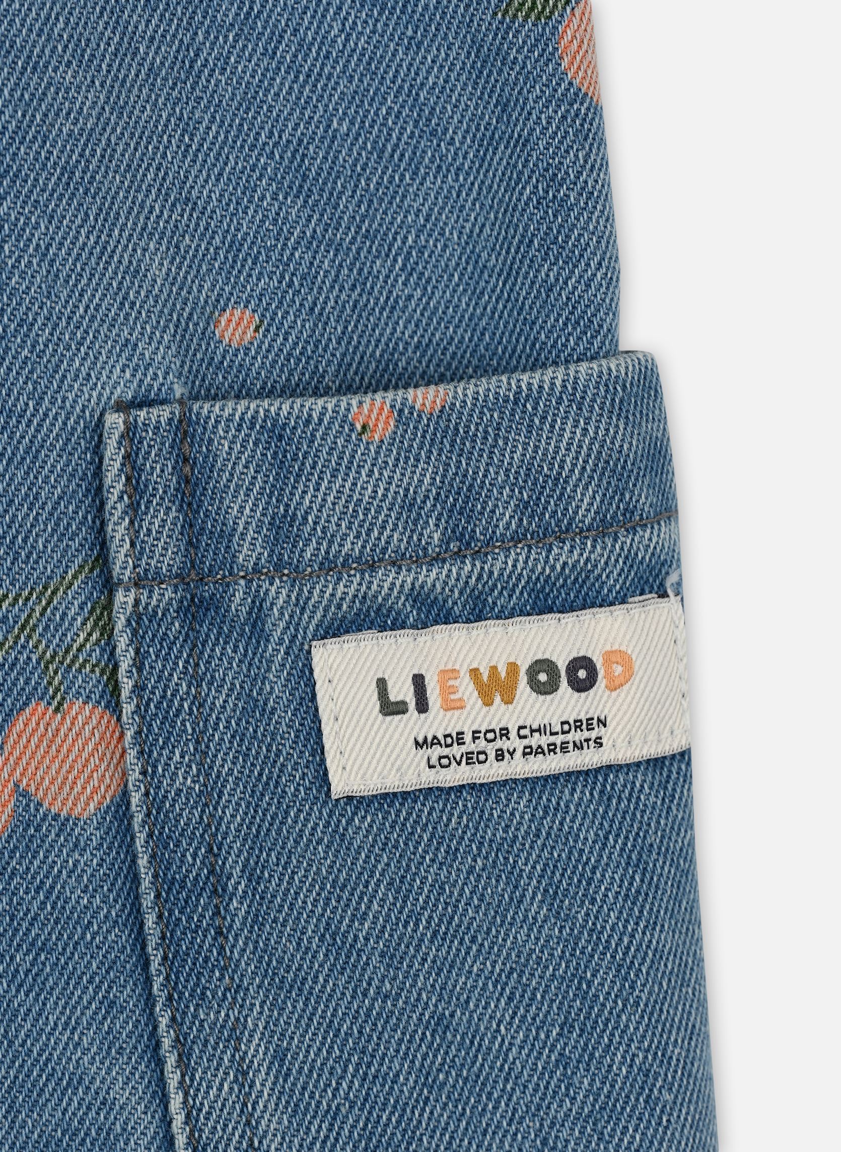 Kleider Angelica Printed Denim Dress mädchen blau Liewood Kleider Angelica Printed Denim Dress mädchen blau PEACH / LIGHT BLUE DENIM