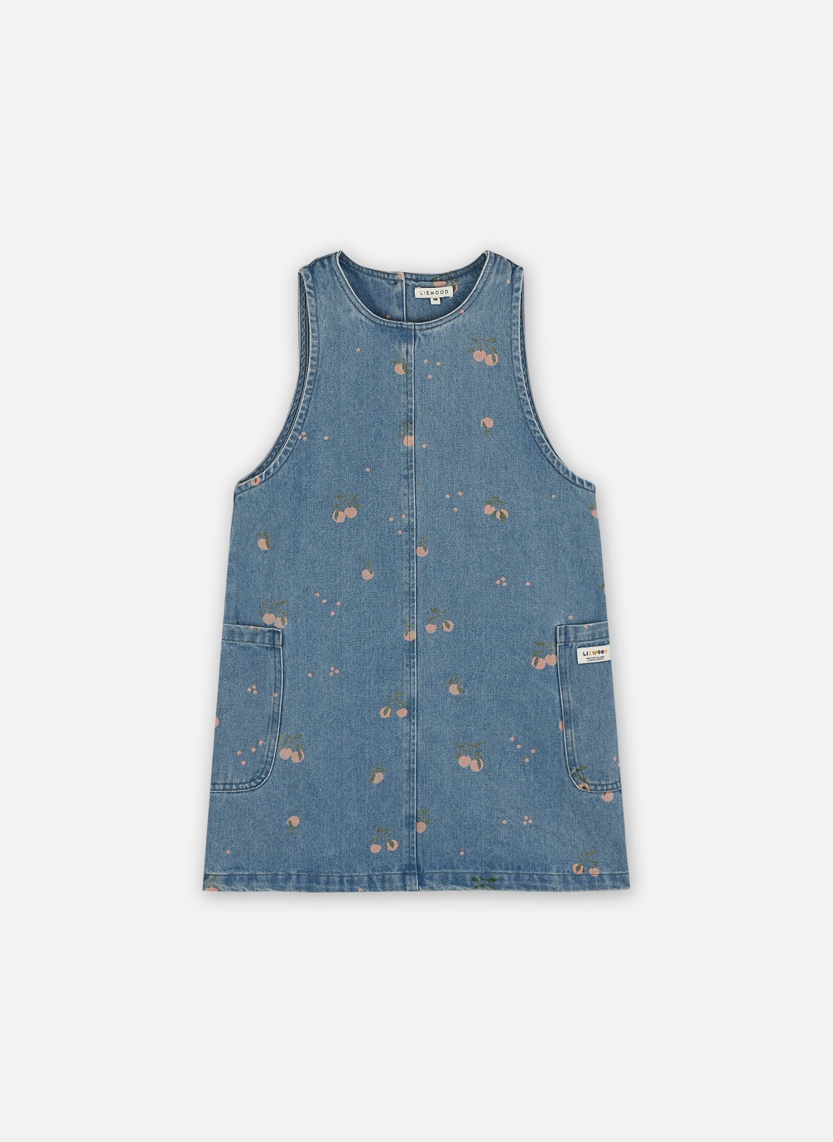 Kleider Angelica Printed Denim Dress mädchen blau Liewood Kleider Angelica Printed Denim Dress mädchen blau PEACH / LIGHT BLUE DENIM