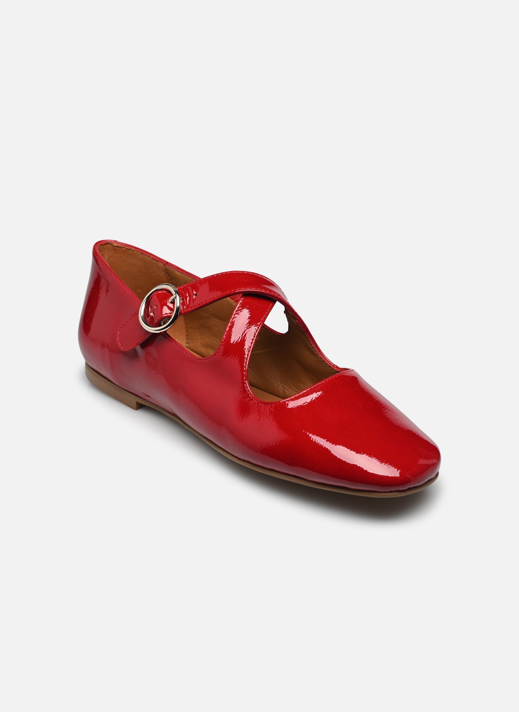 Klassische Ballerinas Seito - Cuir vernis plissé damen rot Georgia Rose Klassische Ballerinas Seito - Cuir vernis plissé damen rot ROUGE