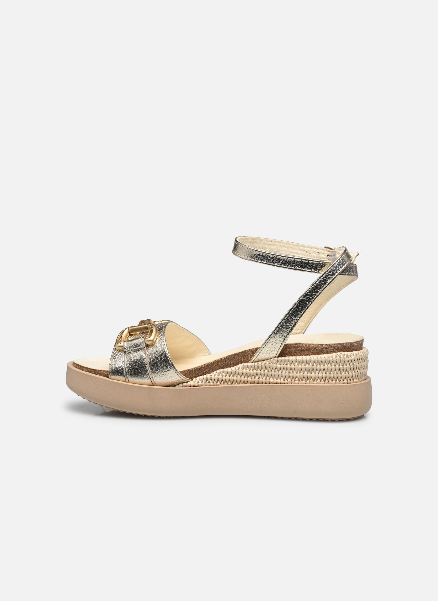 Sandalen met sleehak en plateau T18029 dames goud en brons Mjus Sandalen met sleehak en plateau T18029 dames goud en brons Platino+Platino+Grezzo