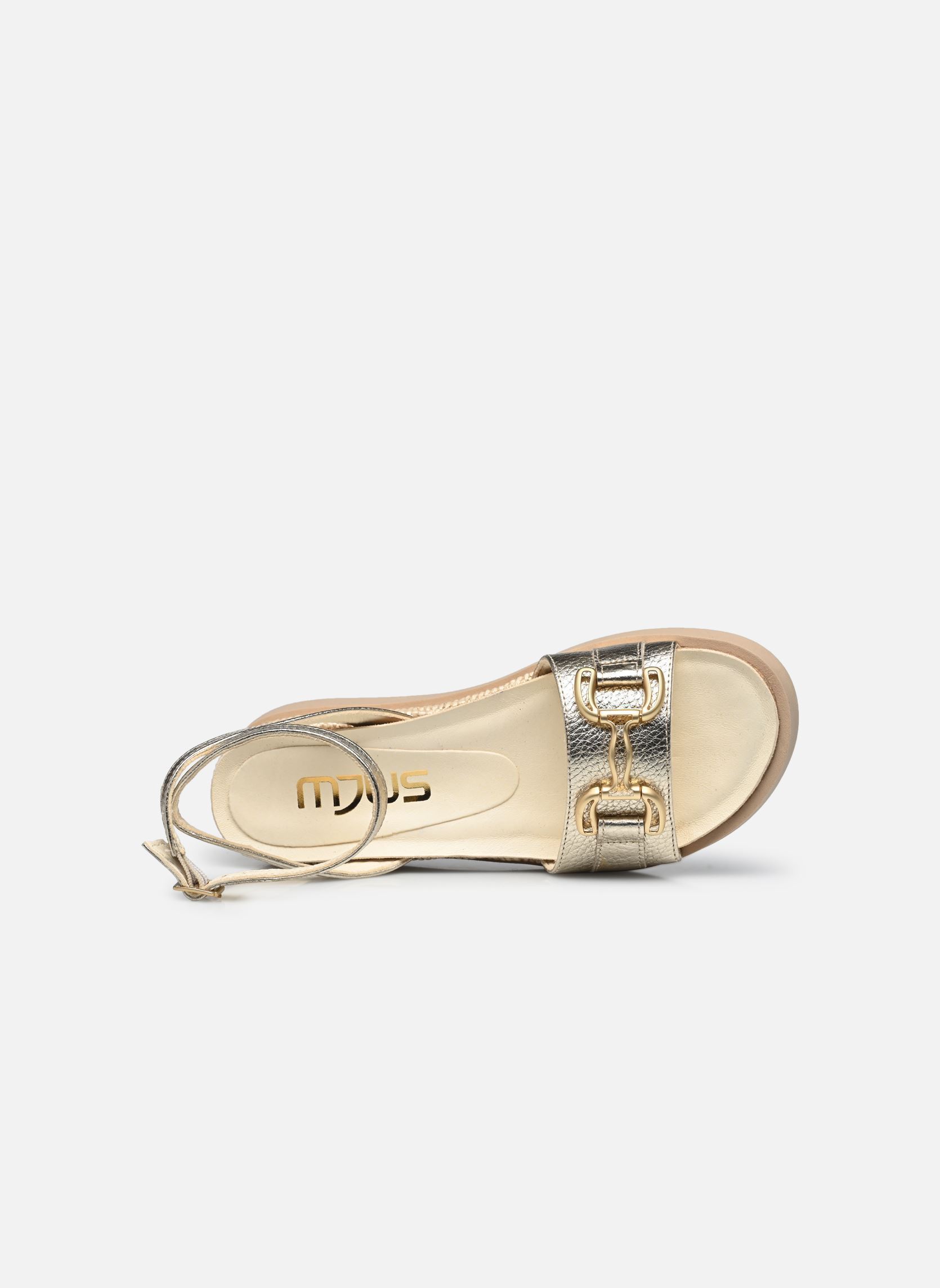 Sandalen met sleehak en plateau T18029 dames goud en brons Mjus Sandalen met sleehak en plateau T18029 dames goud en brons Platino+Platino+Grezzo