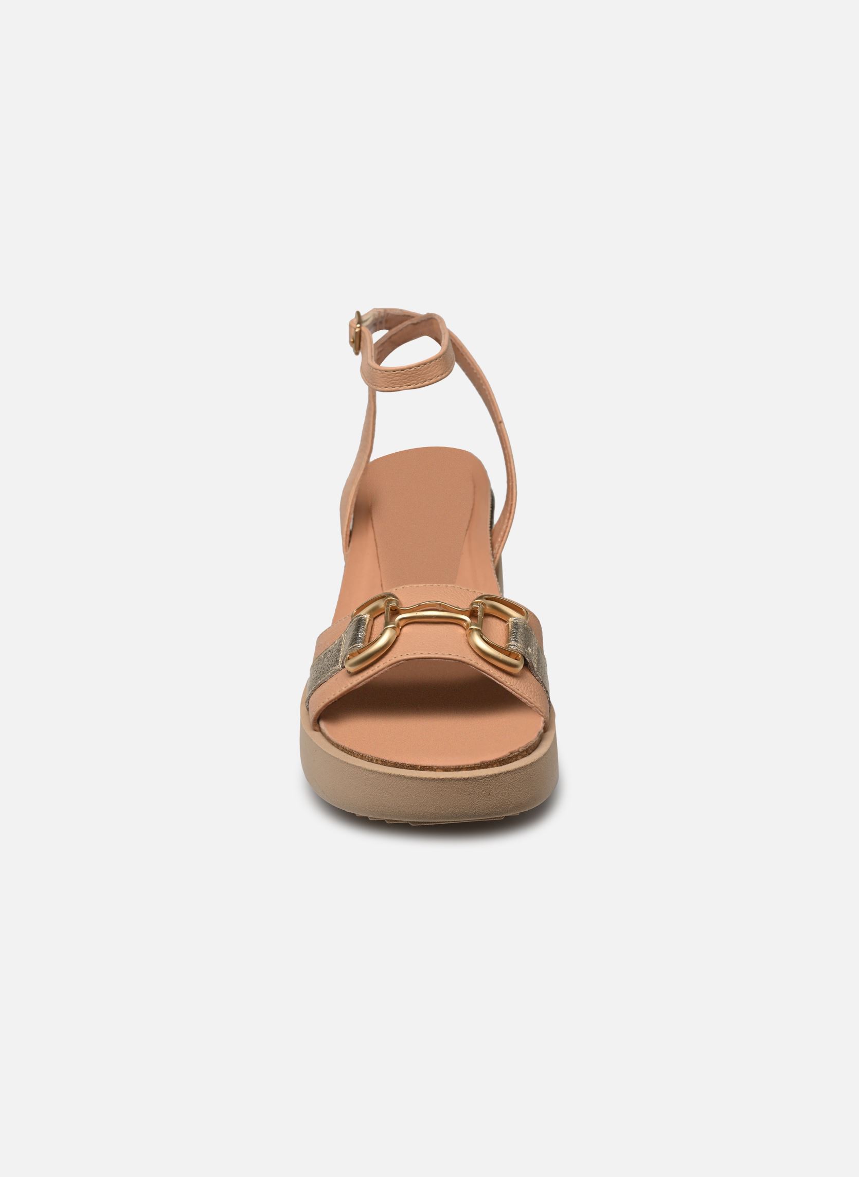Sandalen met sleehak en plateau T18029 dames beige Mjus Sandalen met sleehak en plateau T18029 dames beige Carne+Platino+Platino