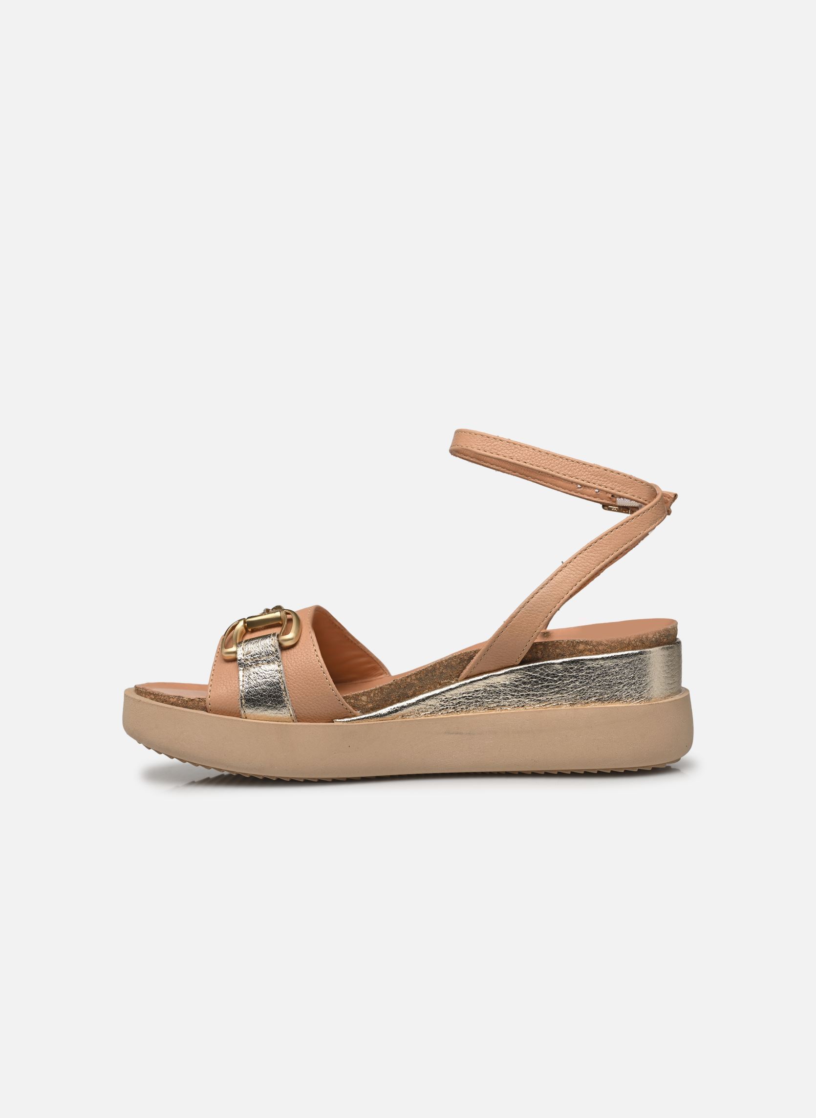 Sandalen met sleehak en plateau T18029 dames beige Mjus Sandalen met sleehak en plateau T18029 dames beige Carne+Platino+Platino
