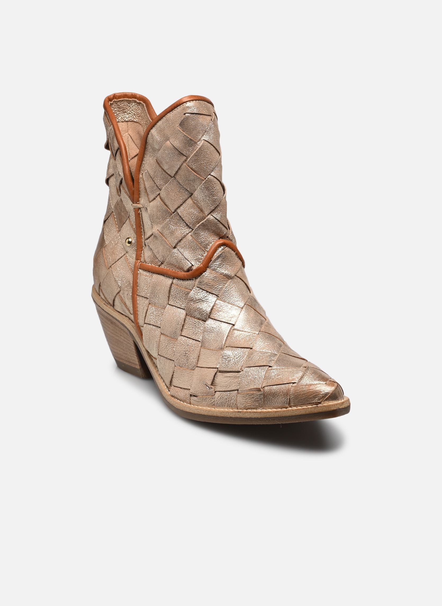 Bottines santiags B84213 femme or et bronze AS98 Bottines santiags B84213 femme or et bronze PLATINO+CALVADOS