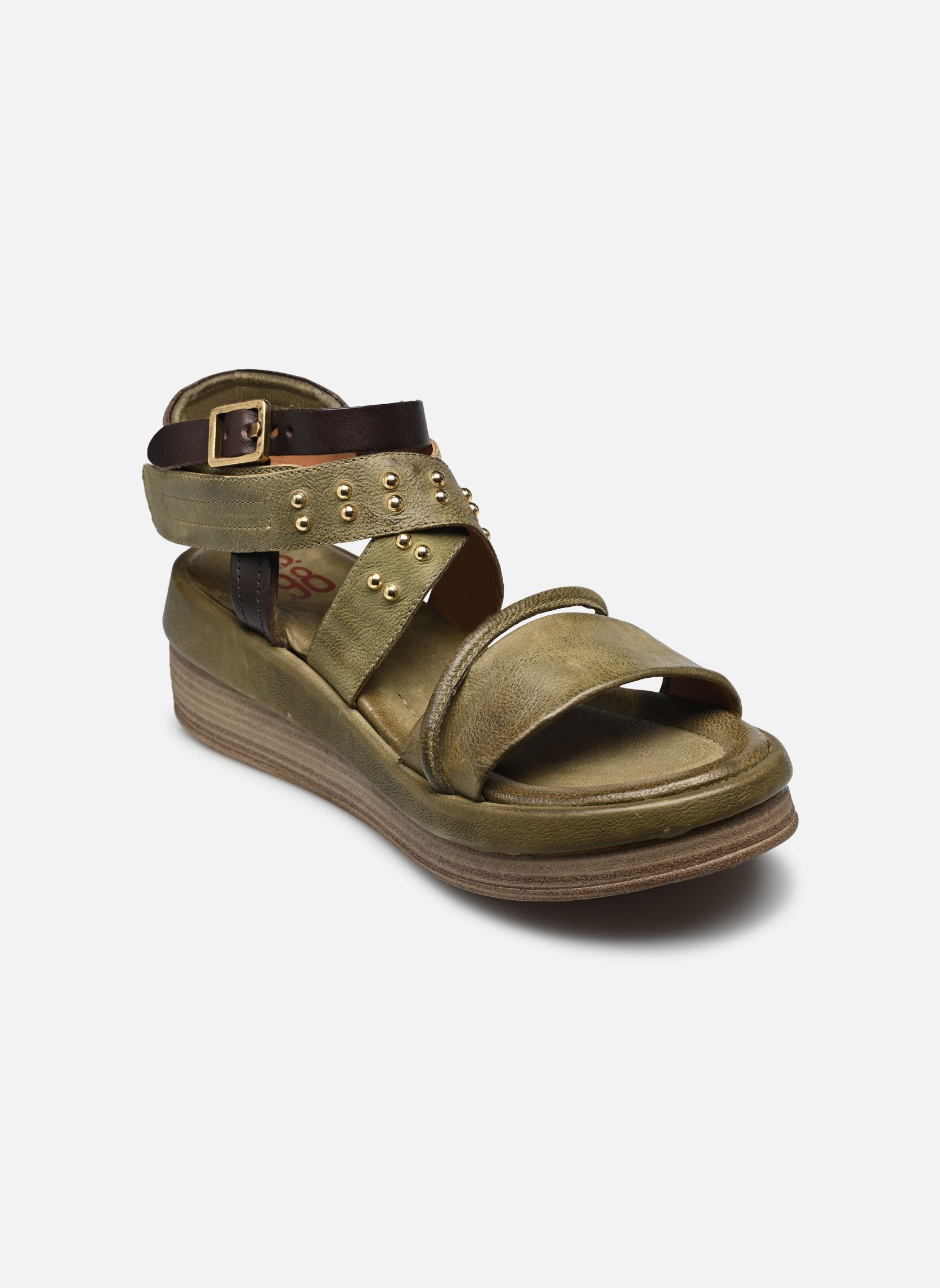 Sandali con zeppa e plateau C02001 donna verde AS98 Sandali con zeppa e plateau C02001 donna verde GREEN+TDM