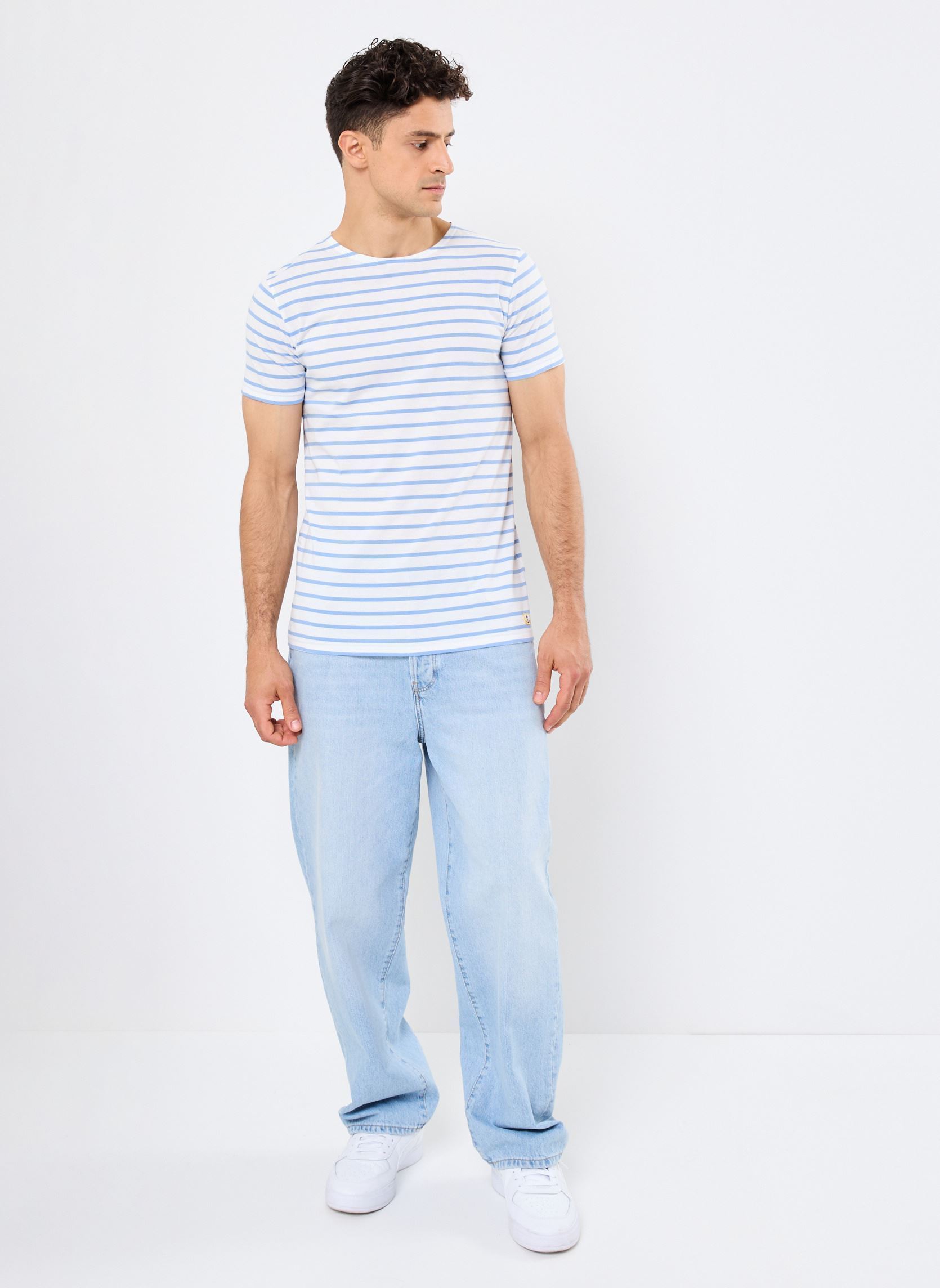 Kurzarm-T-Shirts Marinière Hoëdic Héritage herren weiß Armor Lux Kurzarm-T-Shirts Marinière Hoëdic Héritage herren weiß Milk Flax Blue