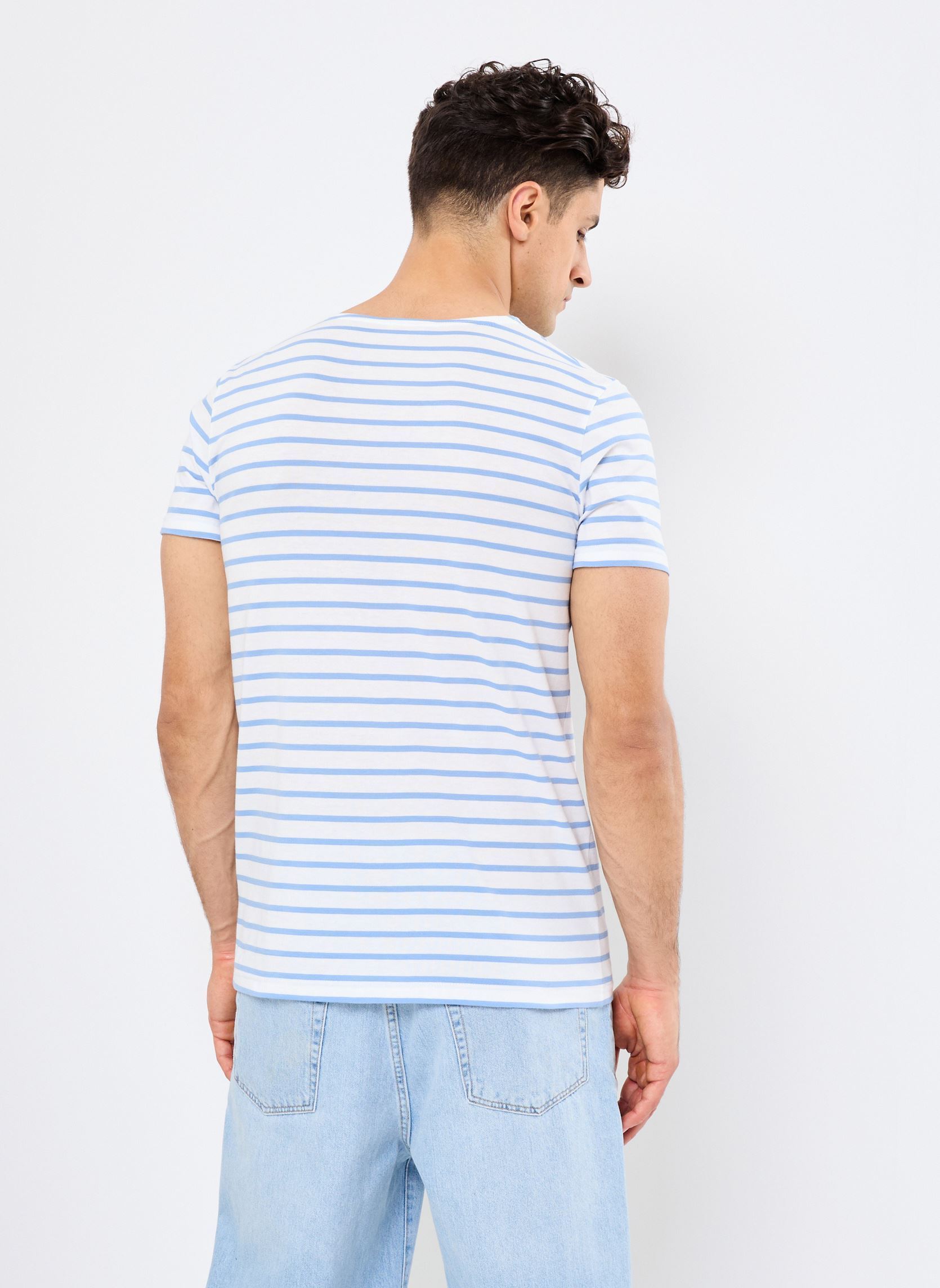 Kurzarm-T-Shirts Marinière Hoëdic Héritage herren weiß Armor Lux Kurzarm-T-Shirts Marinière Hoëdic Héritage herren weiß Milk Flax Blue