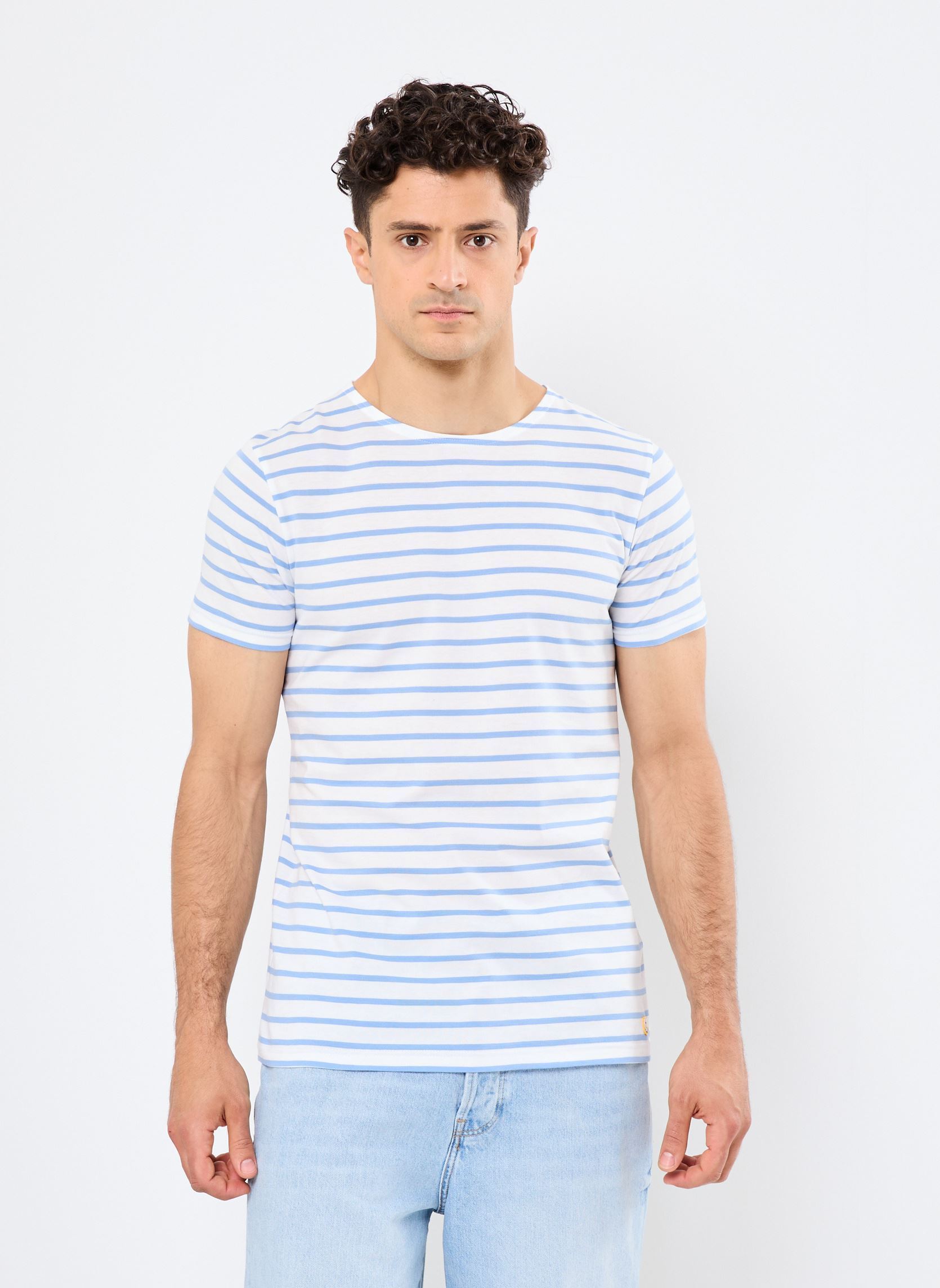Kurzarm-T-Shirts Marinière Hoëdic Héritage herren weiß Armor Lux Kurzarm-T-Shirts Marinière Hoëdic Héritage herren weiß Milk Flax Blue