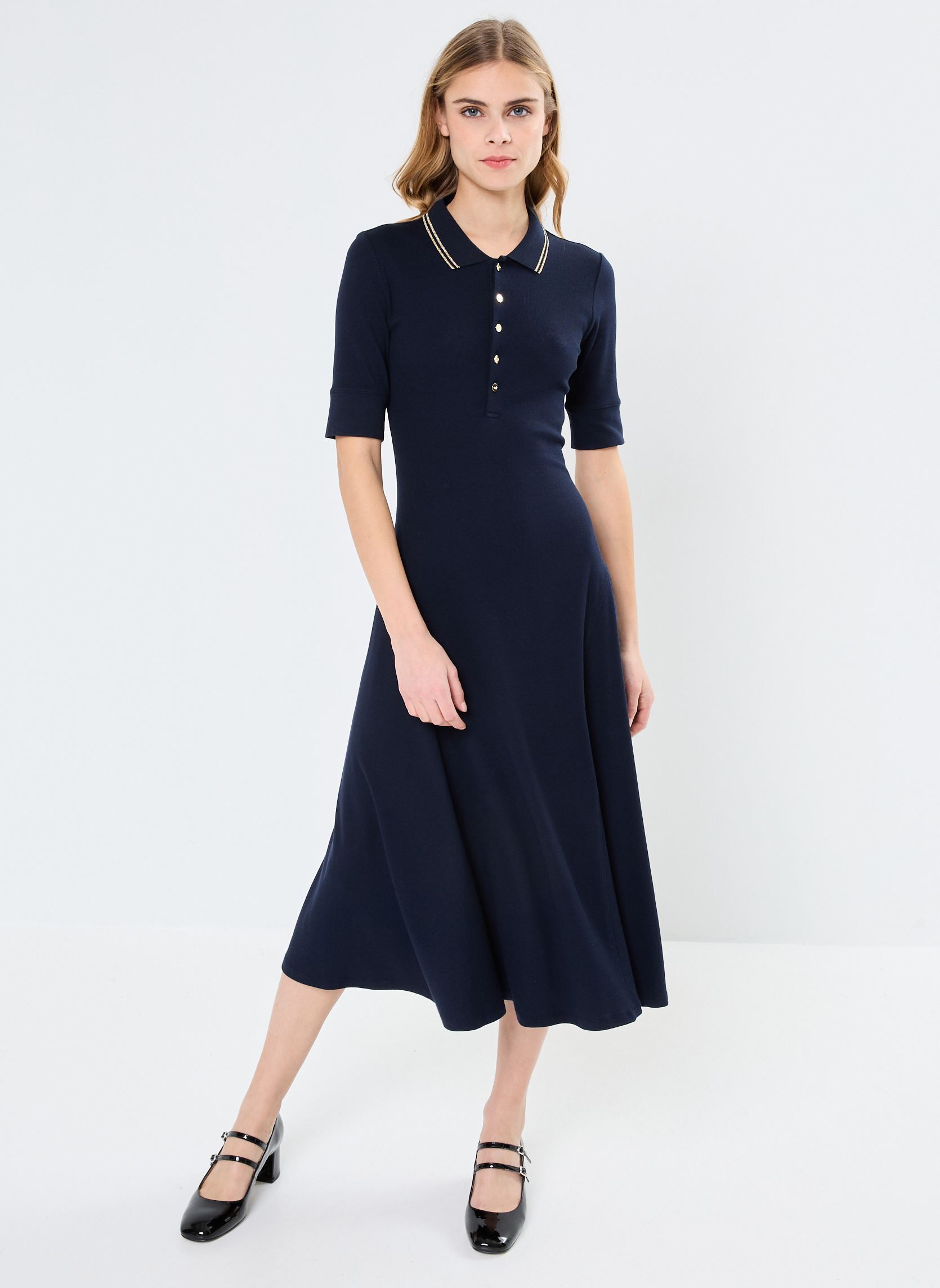 Robes Lillianna-Elbow Sleeve-Day Dress femme bleu Lauren Ralph Lauren Robes Lillianna-Elbow Sleeve-Day Dress femme bleu LAUREN NAVY/RELIC GOLD