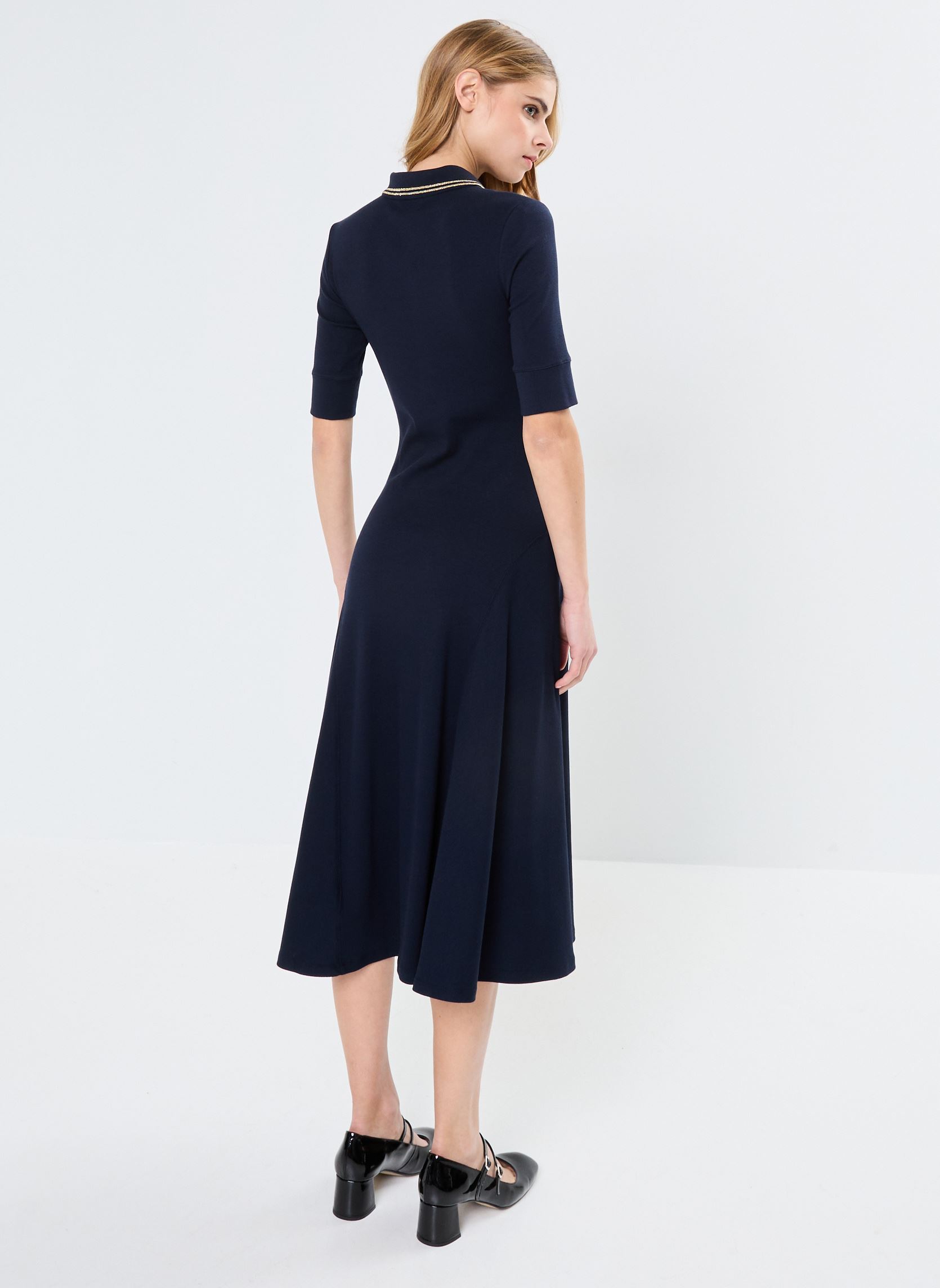 Robes Lillianna-Elbow Sleeve-Day Dress femme bleu Lauren Ralph Lauren Robes Lillianna-Elbow Sleeve-Day Dress femme bleu LAUREN NAVY/RELIC GOLD