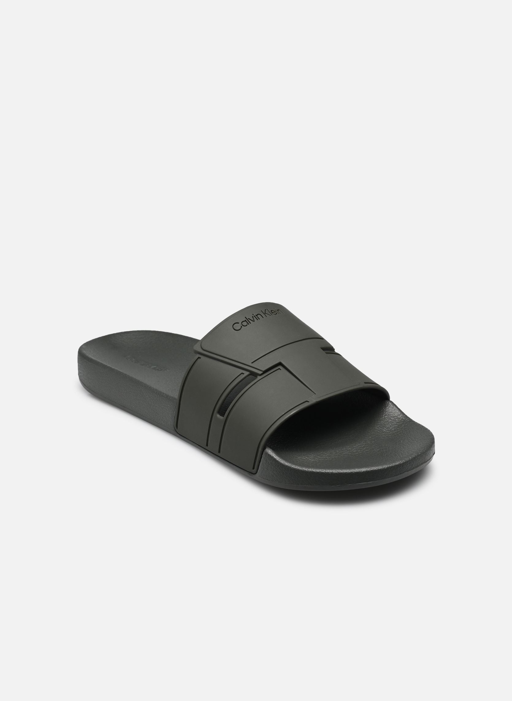 Sandali e ciabattine POOL SLIDE DOUBLE T uomo verde Calvin Klein Sandali e ciabattine POOL SLIDE DOUBLE T uomo verde DARK OLIVE