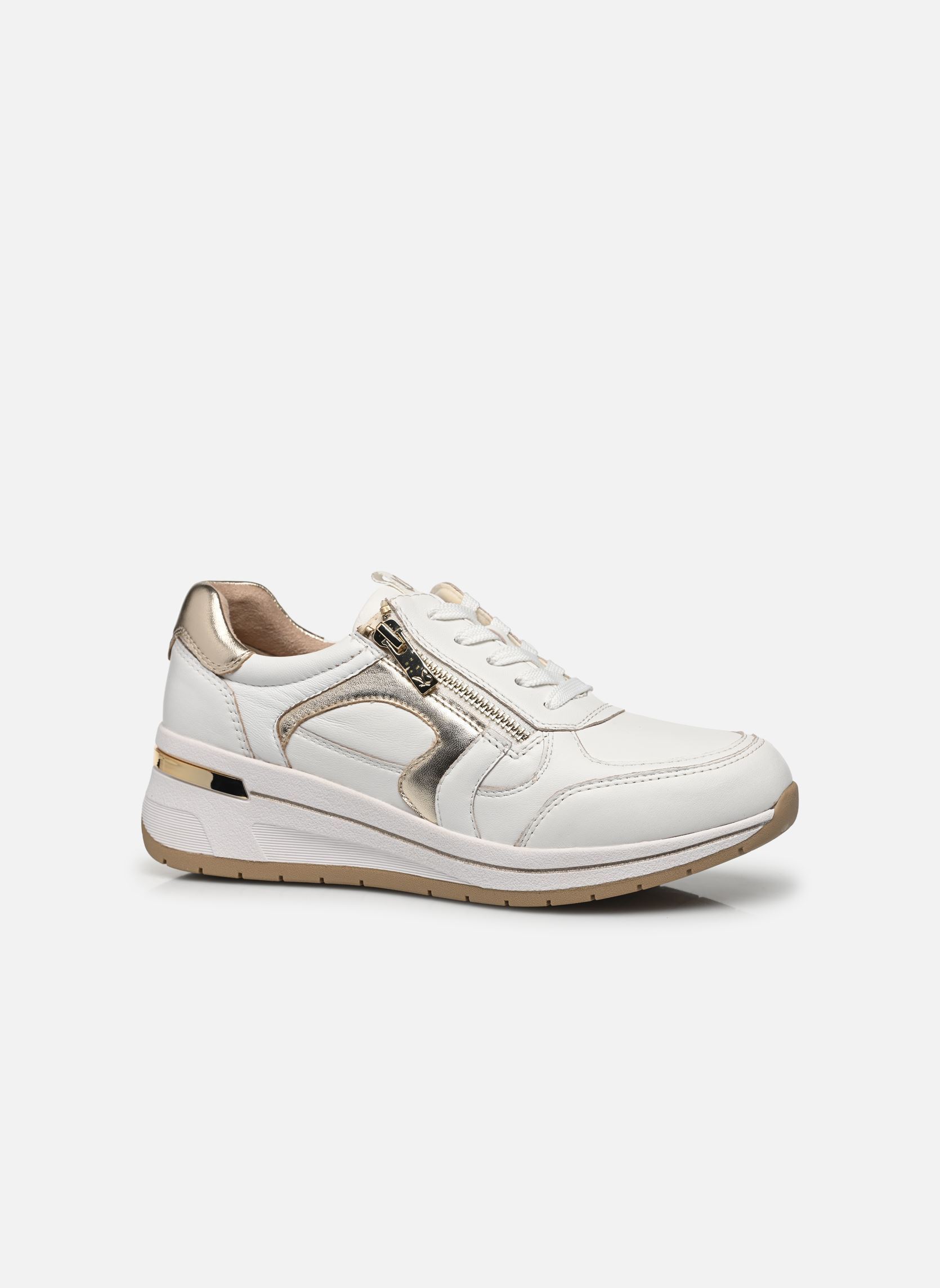 Baskets compensées 23300-44 femme blanc Caprice Baskets compensées 23300-44 femme blanc WHITE/LT GOLD