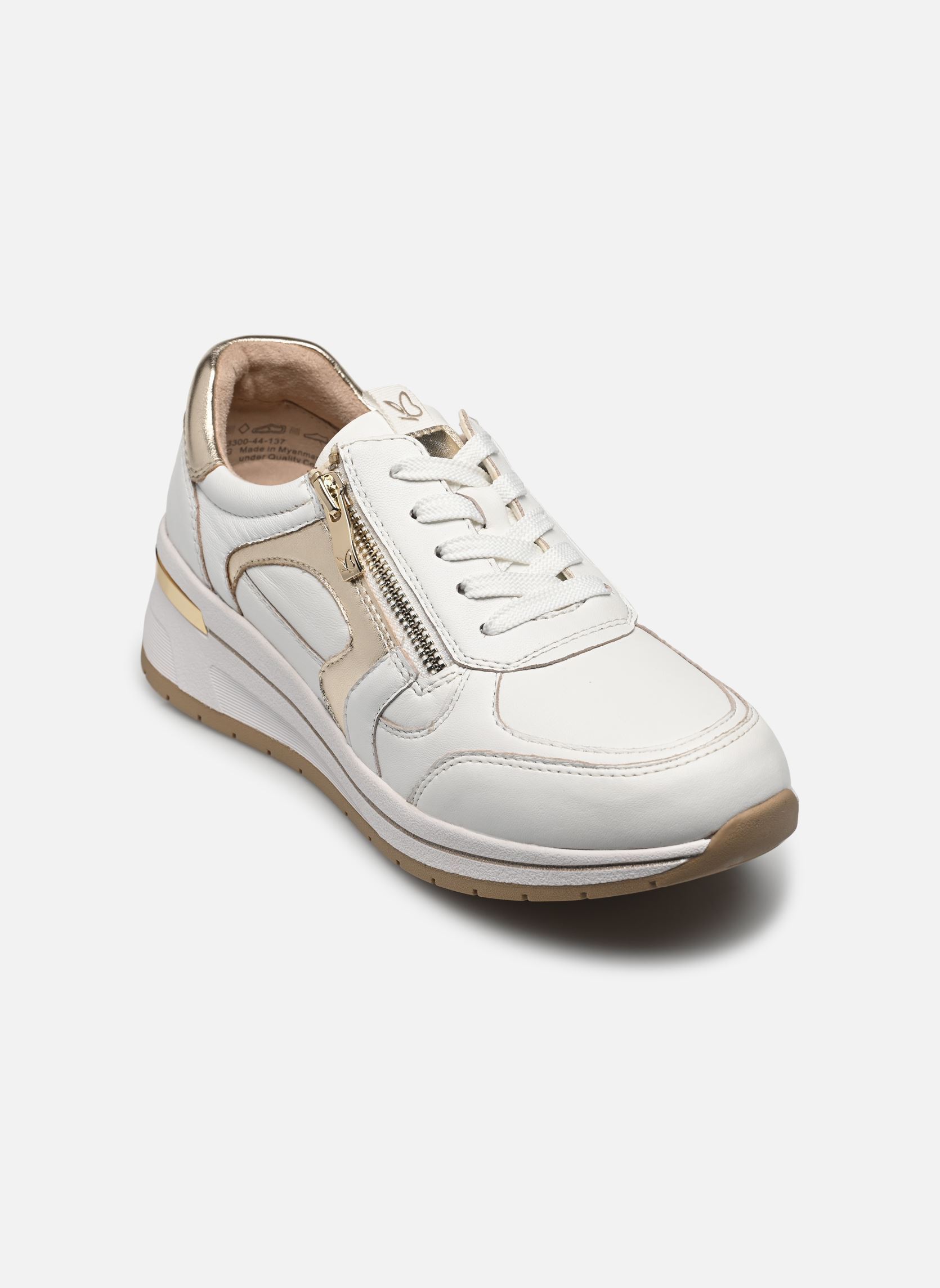 Baskets compensées 23300-44 femme blanc Caprice Baskets compensées 23300-44 femme blanc WHITE/LT GOLD