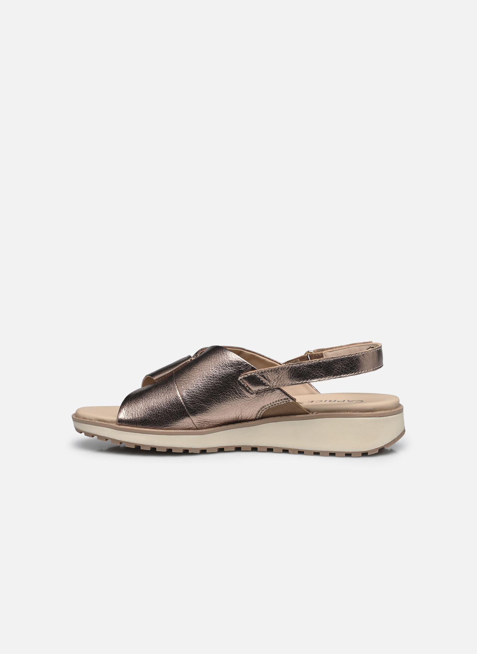 Sandalen met sleehak en plateau 28703-42 N dames goud en brons Caprice Sandalen met sleehak en plateau 28703-42 N dames goud en brons TAUPE METALLIC