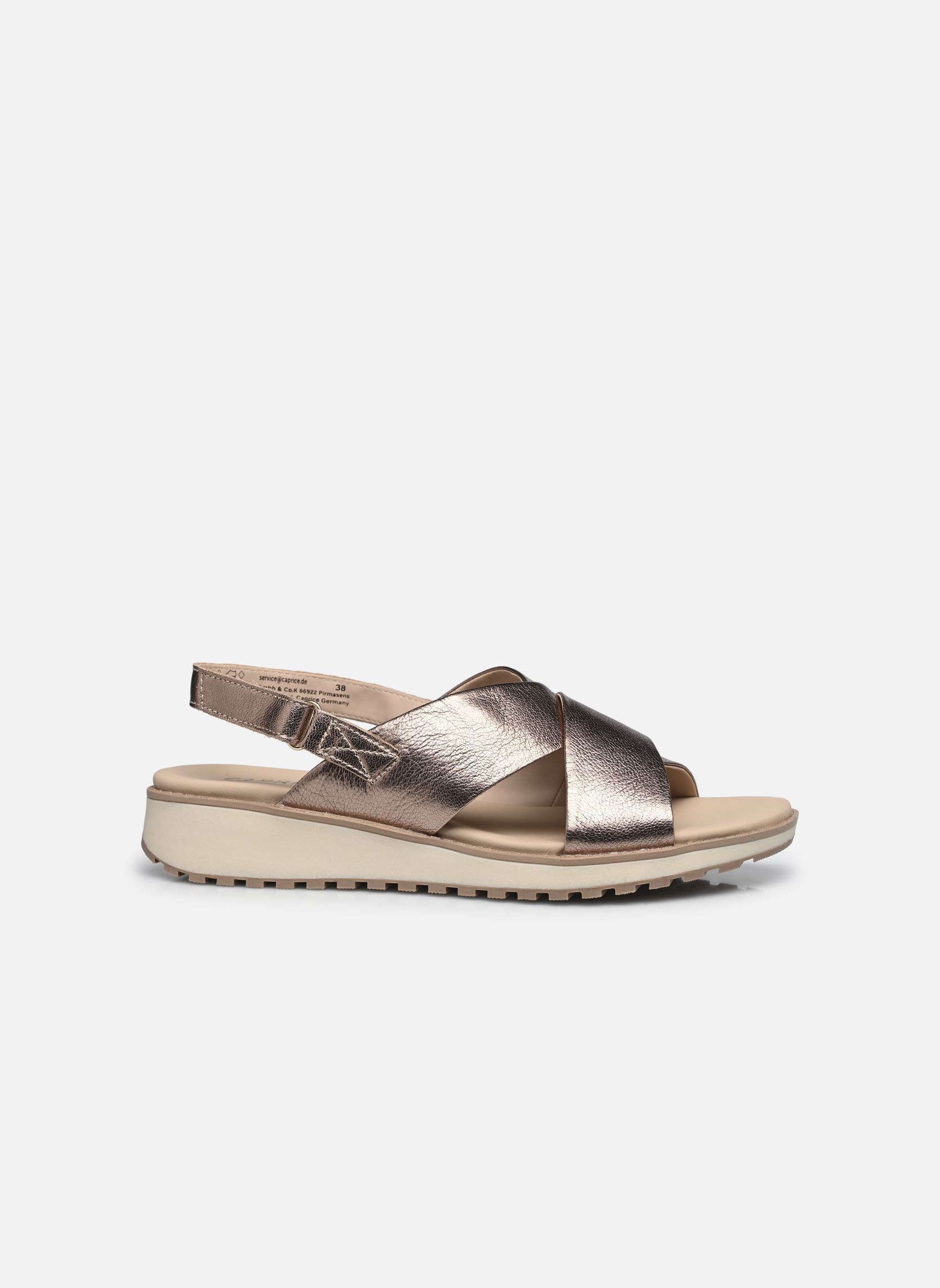 Sandalen met sleehak en plateau 28703-42 N dames goud en brons Caprice Sandalen met sleehak en plateau 28703-42 N dames goud en brons TAUPE METALLIC