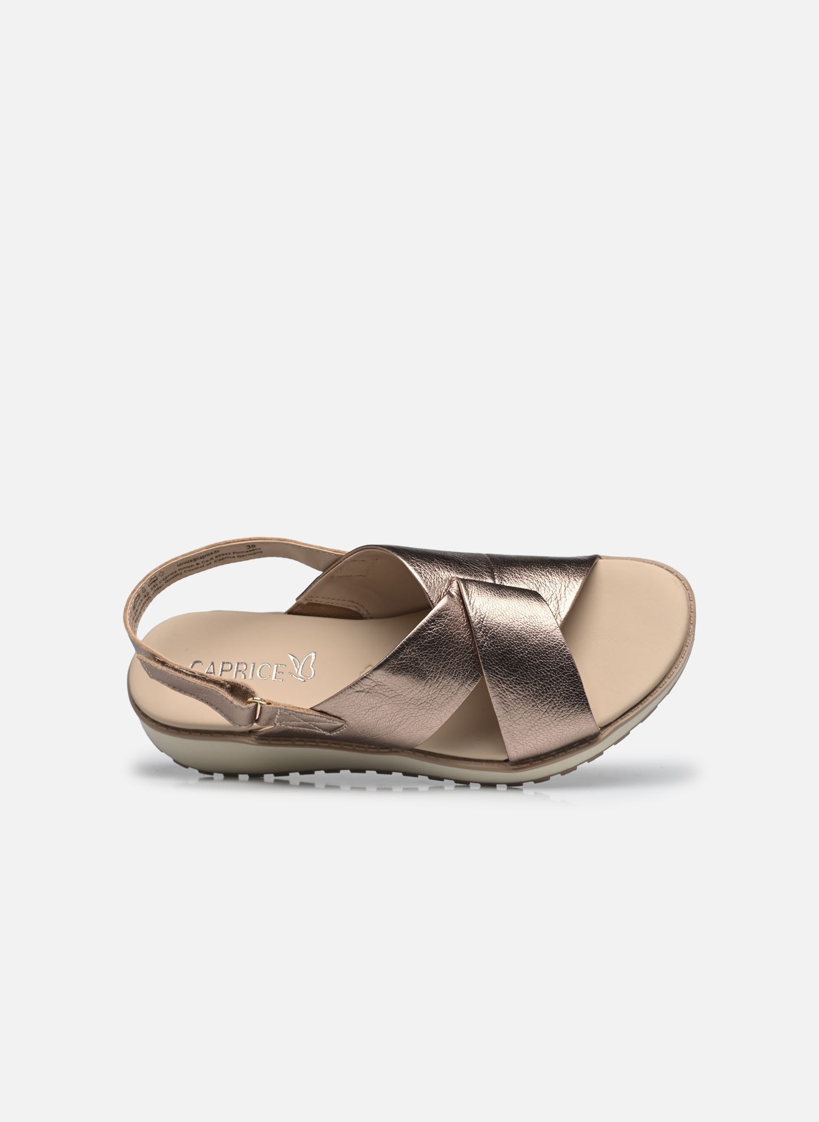 Sandalen met sleehak en plateau 28703-42 N dames goud en brons Caprice Sandalen met sleehak en plateau 28703-42 N dames goud en brons TAUPE METALLIC