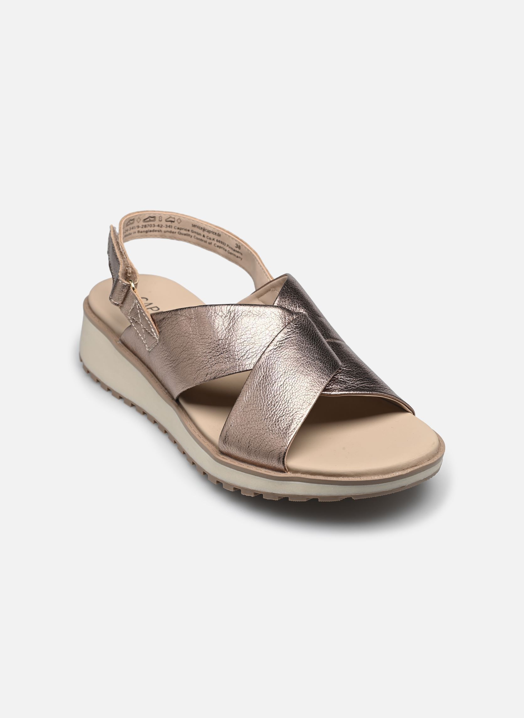 Sandalen met sleehak en plateau 28703-42 N dames goud en brons Caprice Sandalen met sleehak en plateau 28703-42 N dames goud en brons TAUPE METALLIC