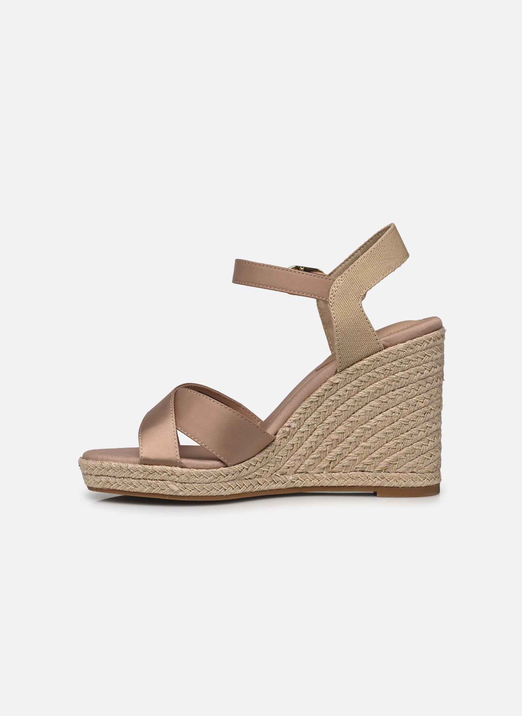 Espadrilles met sleehak en plateau SATIN HIGH WEDGE ESP dames beige Tommy Hilfiger Espadrilles met sleehak en plateau SATIN HIGH WEDGE ESP dames beige CLAYSTONE