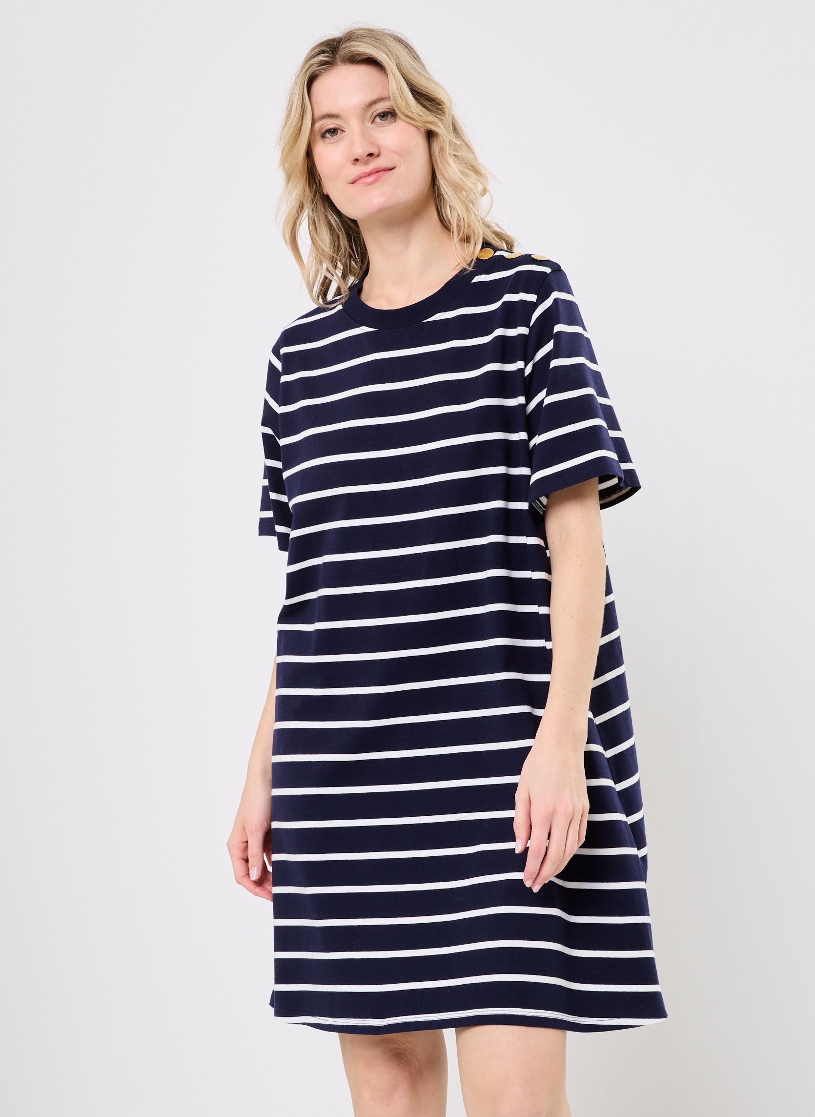 Robes ROMY femme bleu MADE BY Robes ROMY femme bleu IMP_RAYURE MARIN ECRU_MARINE