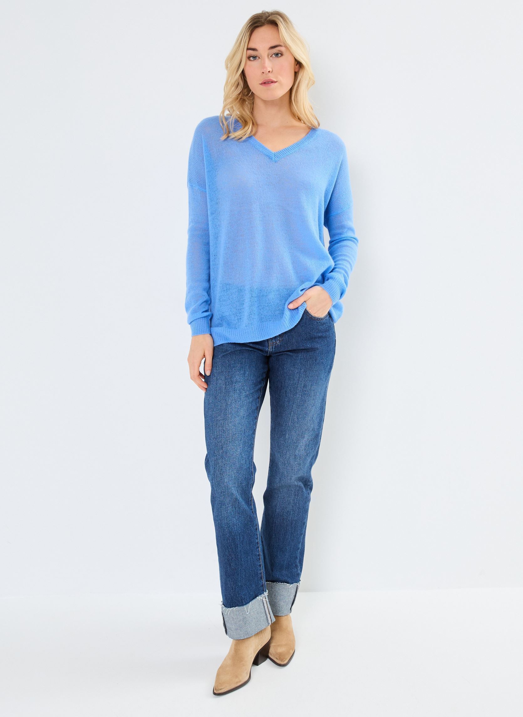 Maglioni ANGELICA donna blu Absolut Cashmere Maglioni ANGELICA donna blu HORIZON BLUE
