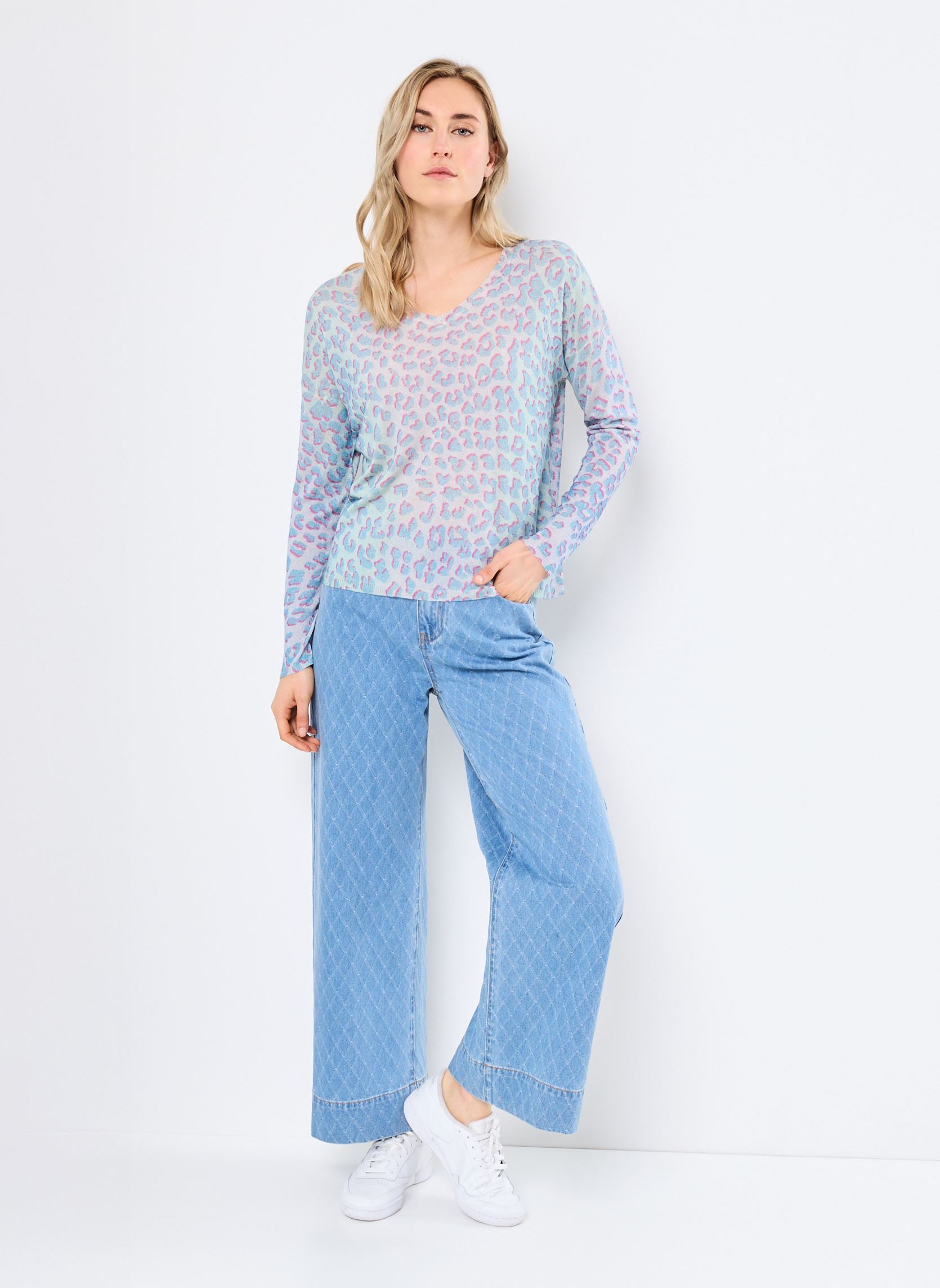 Langarm-T-Shirts FRANCISCA damen blau Absolut Cashmere Langarm-T-Shirts FRANCISCA damen blau LEOPARD BLUE