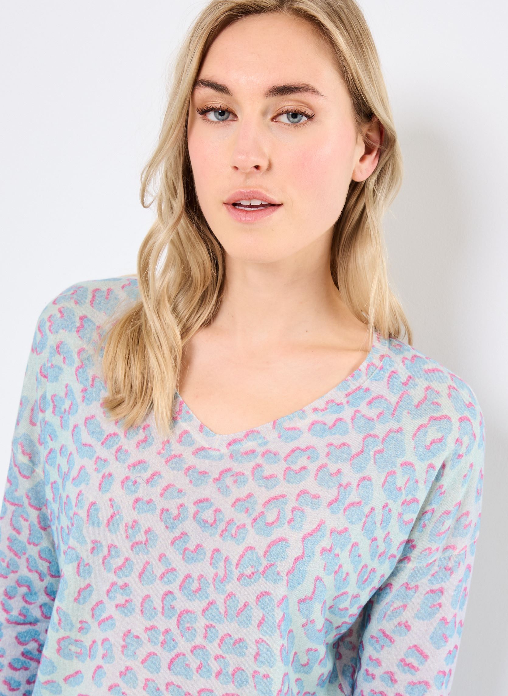 Langarm-T-Shirts FRANCISCA damen blau Absolut Cashmere Langarm-T-Shirts FRANCISCA damen blau LEOPARD BLUE