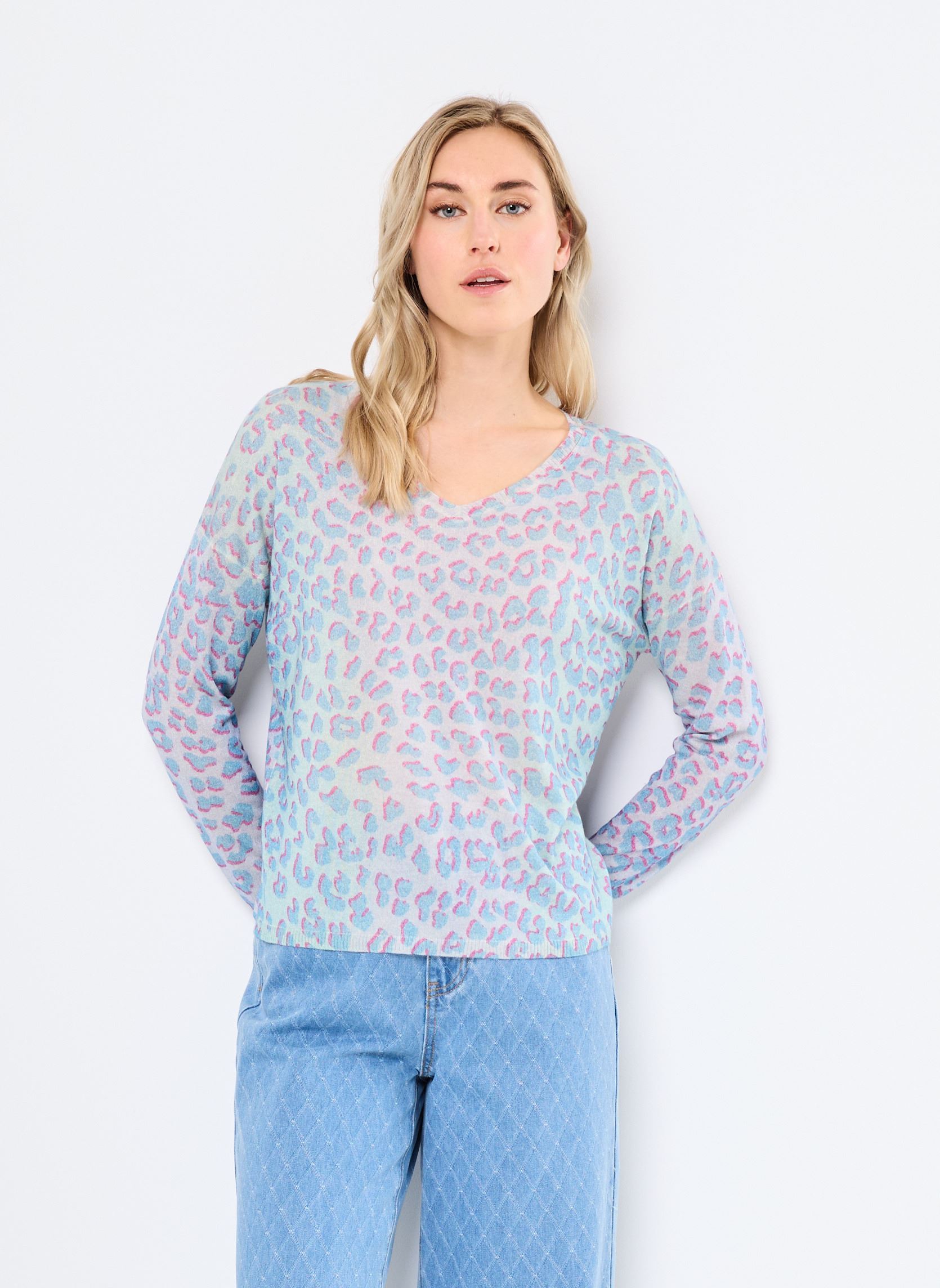 Langarm-T-Shirts FRANCISCA damen blau Absolut Cashmere Langarm-T-Shirts FRANCISCA damen blau LEOPARD BLUE